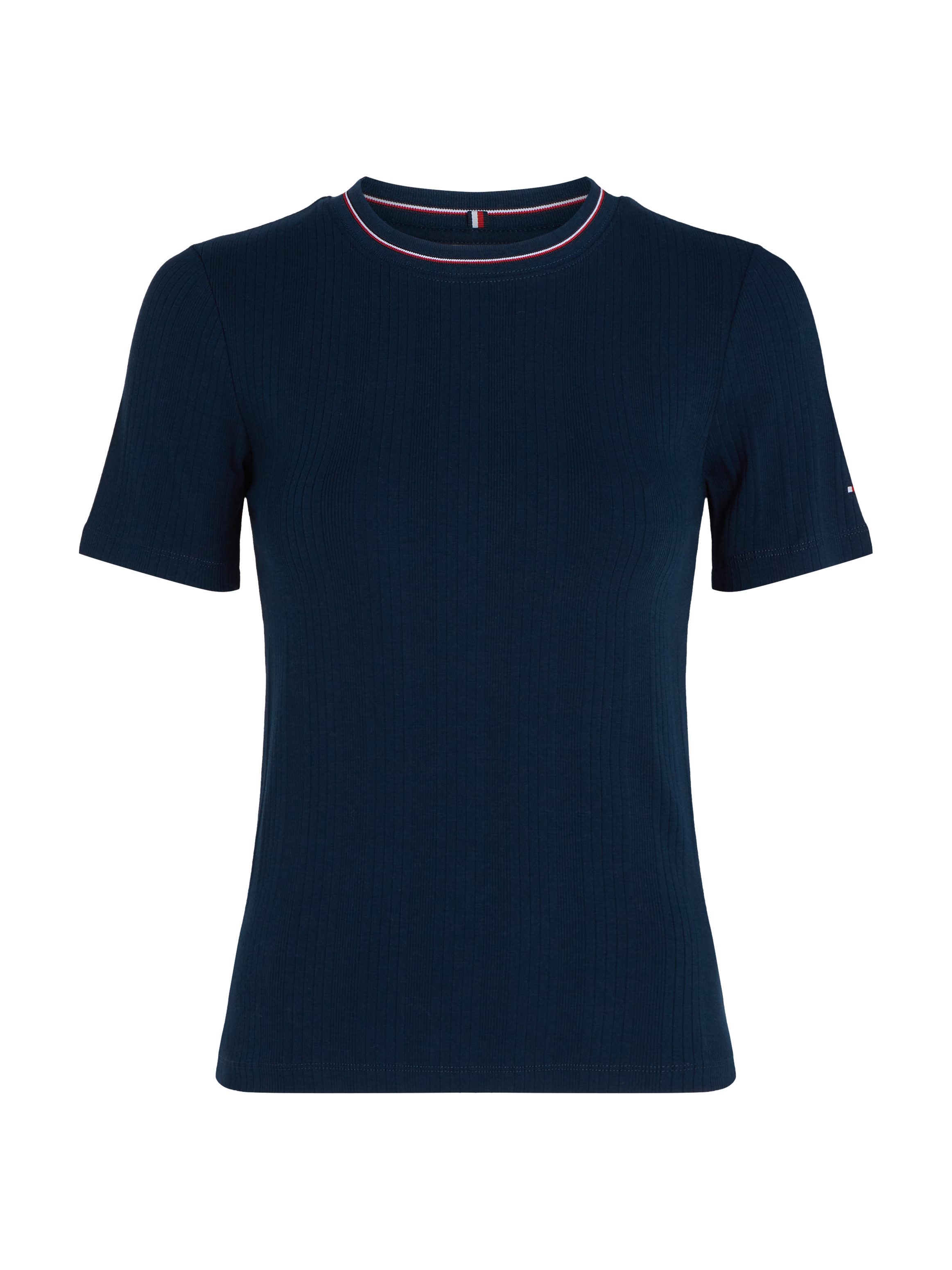 Tommy Hilfiger T-shirt RWB SLIM TEE SS C-NK met contrastdetails, structuur