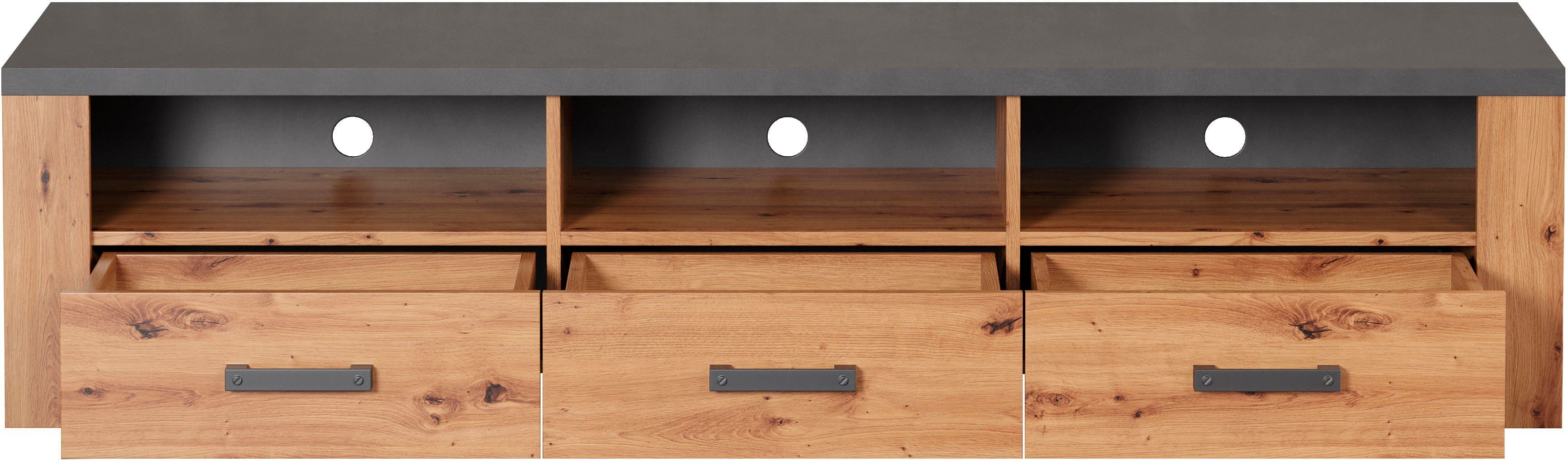 Home affaire Tv-meubel Ambres TV-tafel in matte echt houtlook, met 3 open vakken, breedte 180 cm (1 stuk)