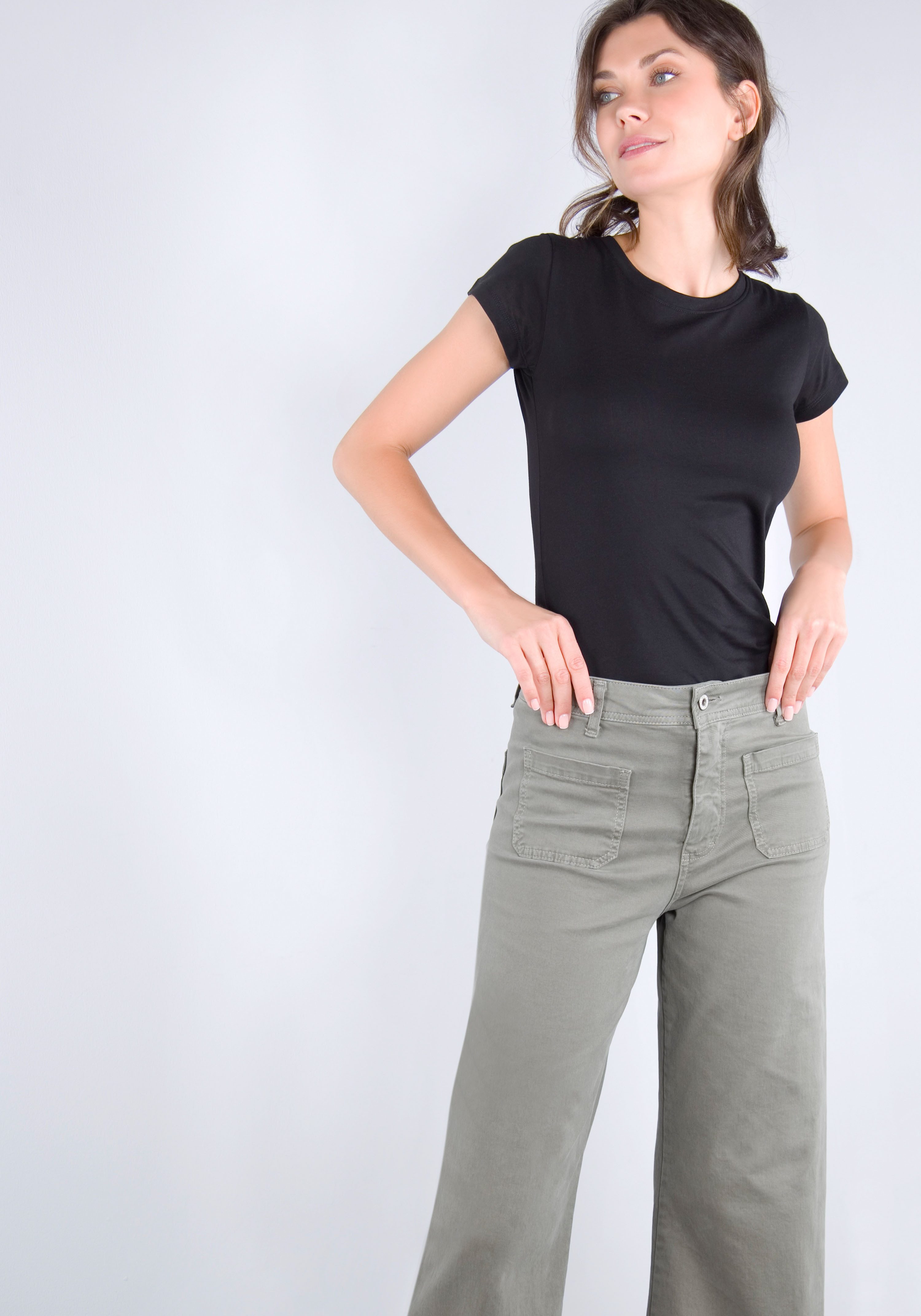 Please Jeans Broek met wijde pijpen van hoogwaardige katoenmix met stretch