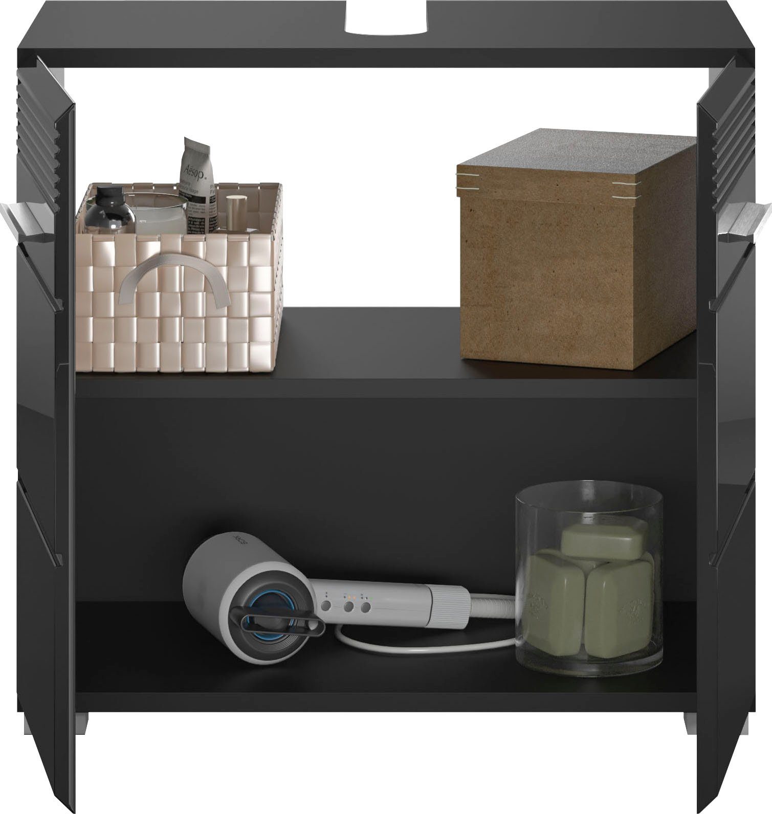 INOSIGN Wastafelonderkast Malmö, breedte 60 cm, 2 deuren, 2 vakken, met siphonaansnijding, MDF-front in verschillende kleuren verkrijgbaar, badkamermeubels, badkamerkast, commode, badkamer