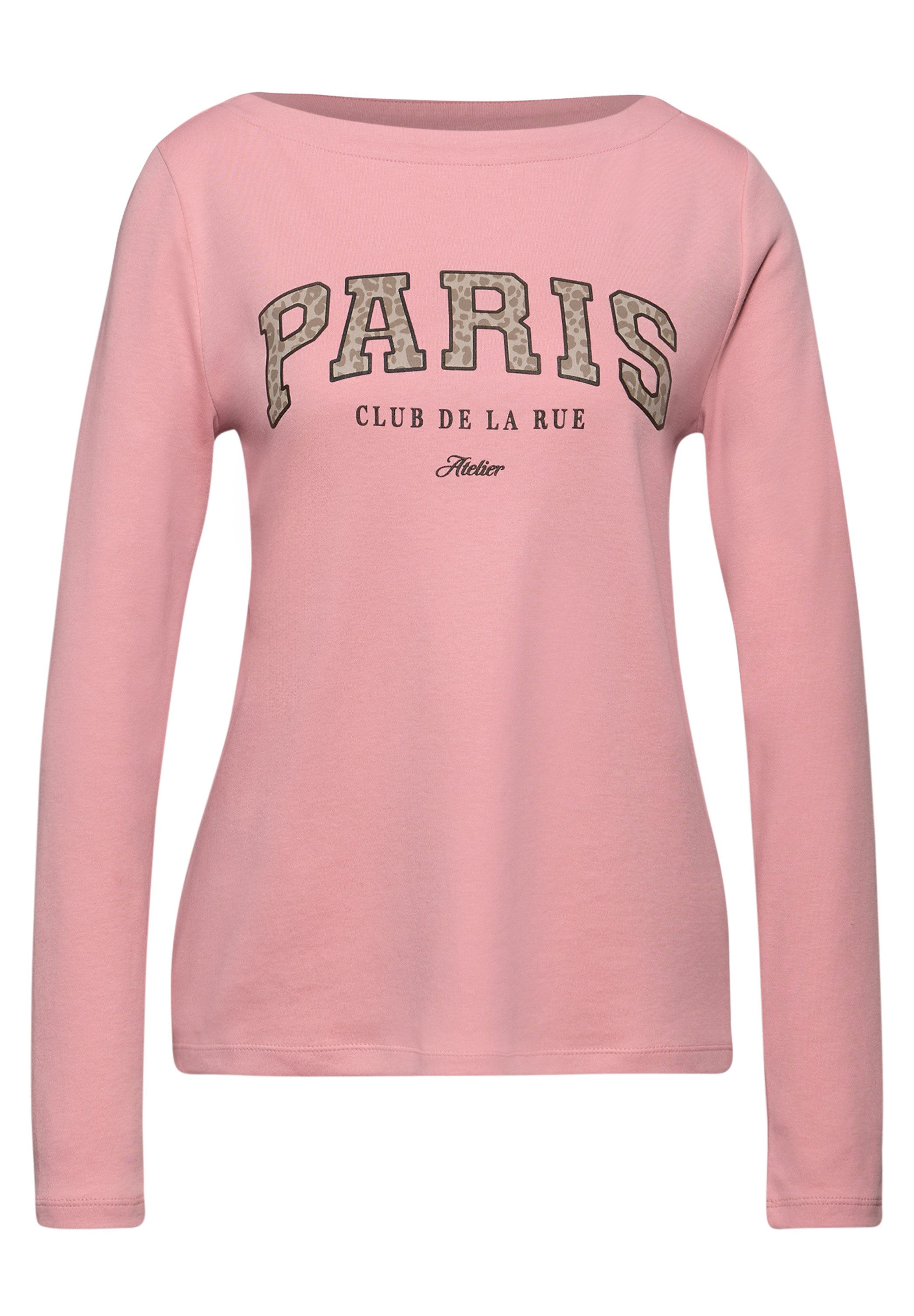 STREET ONE Shirt met lange mouwen met print, wording print in leo-look