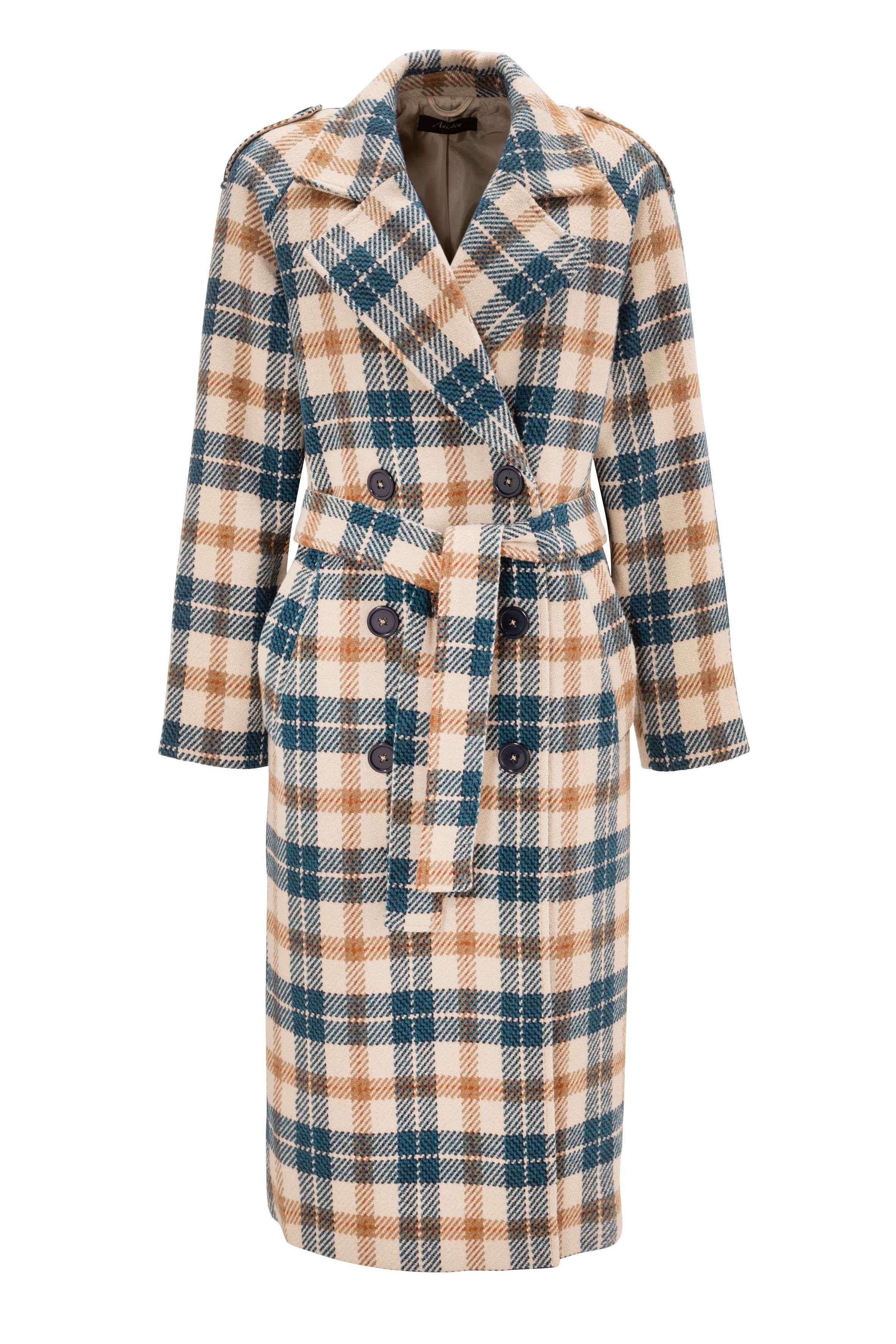 Aniston CASUAL Winterjas met expressief ruitdessin (Met een bindceintuur)