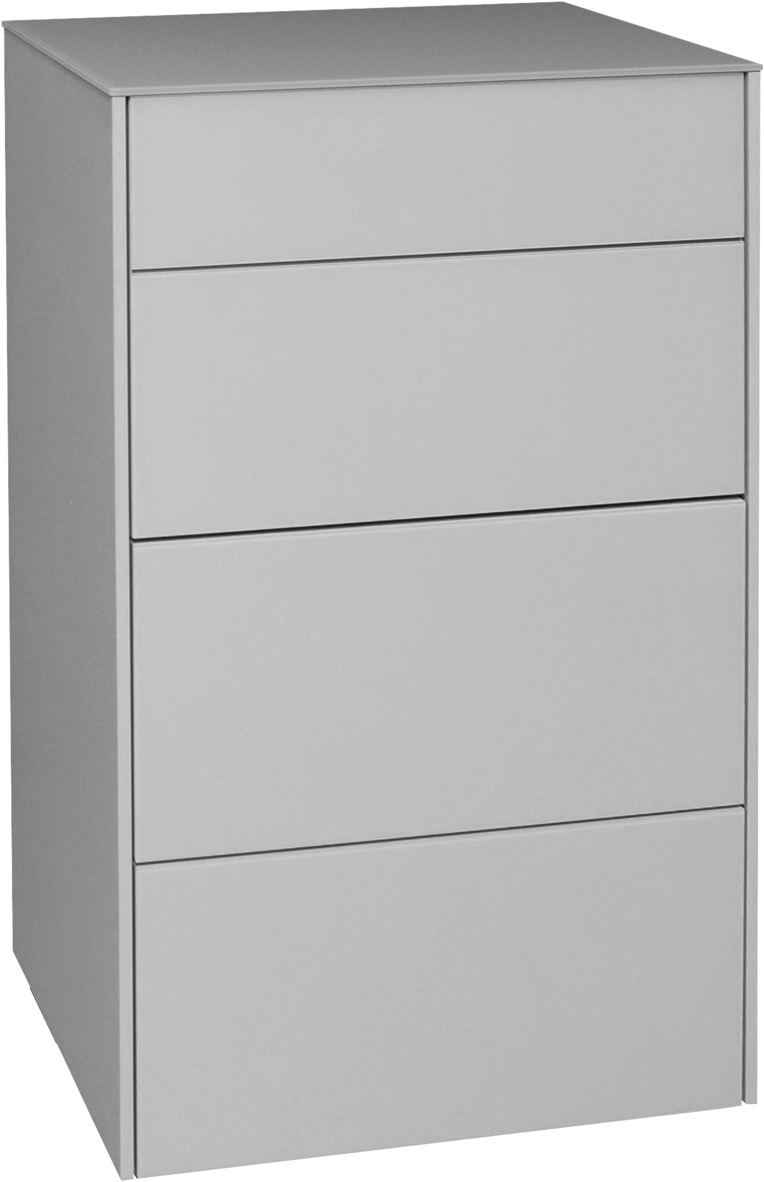 Mäusbacher Kast Imola BESTSELLER! Commode met glasfront en glazen bovenblad dressoirs grijs