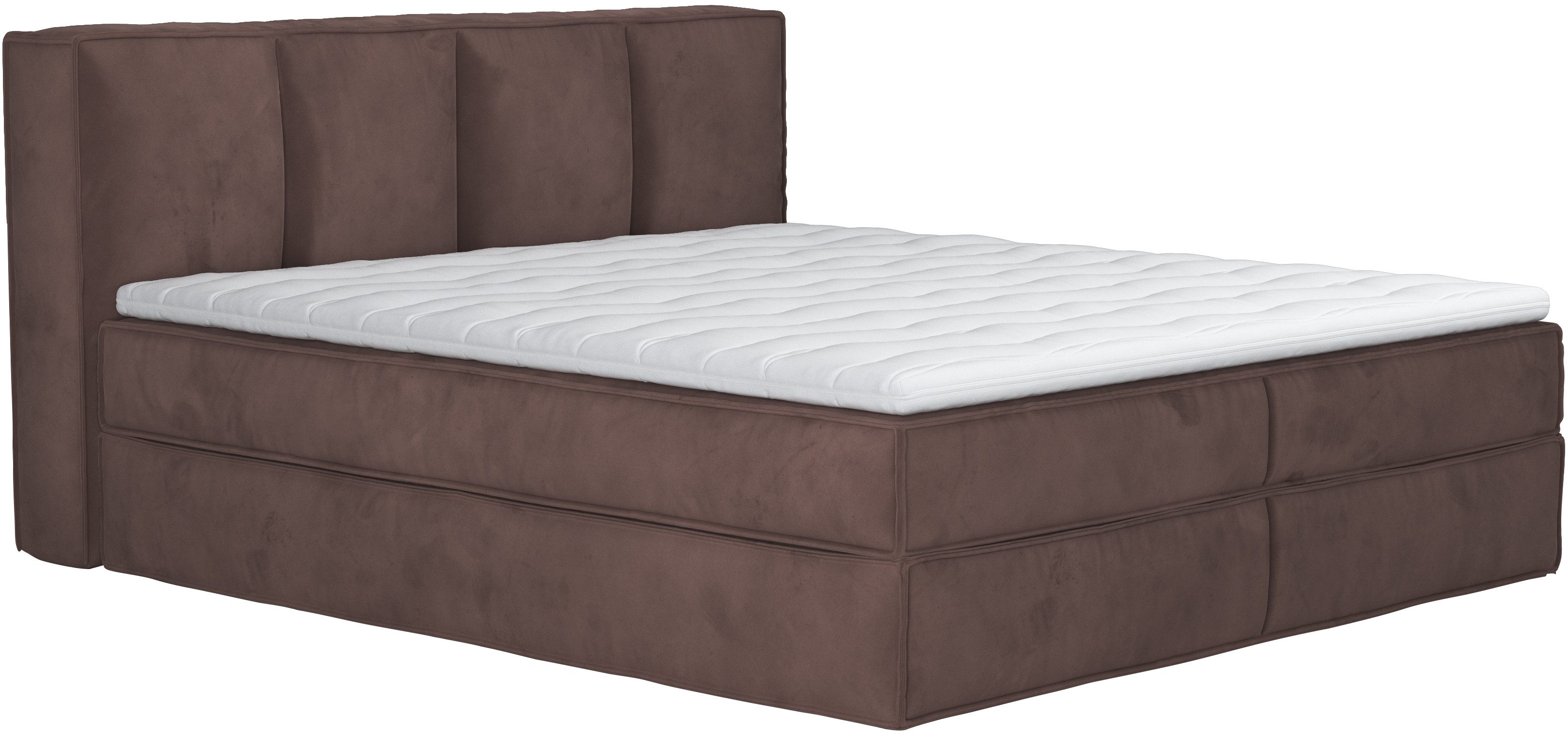 Home affaire Boxspring Sacy Boxbed incl. topmatras, 2 matrassen, hardheden H2, H3 en H4 naar keuze boxsprings maat Velour VELVET bruin