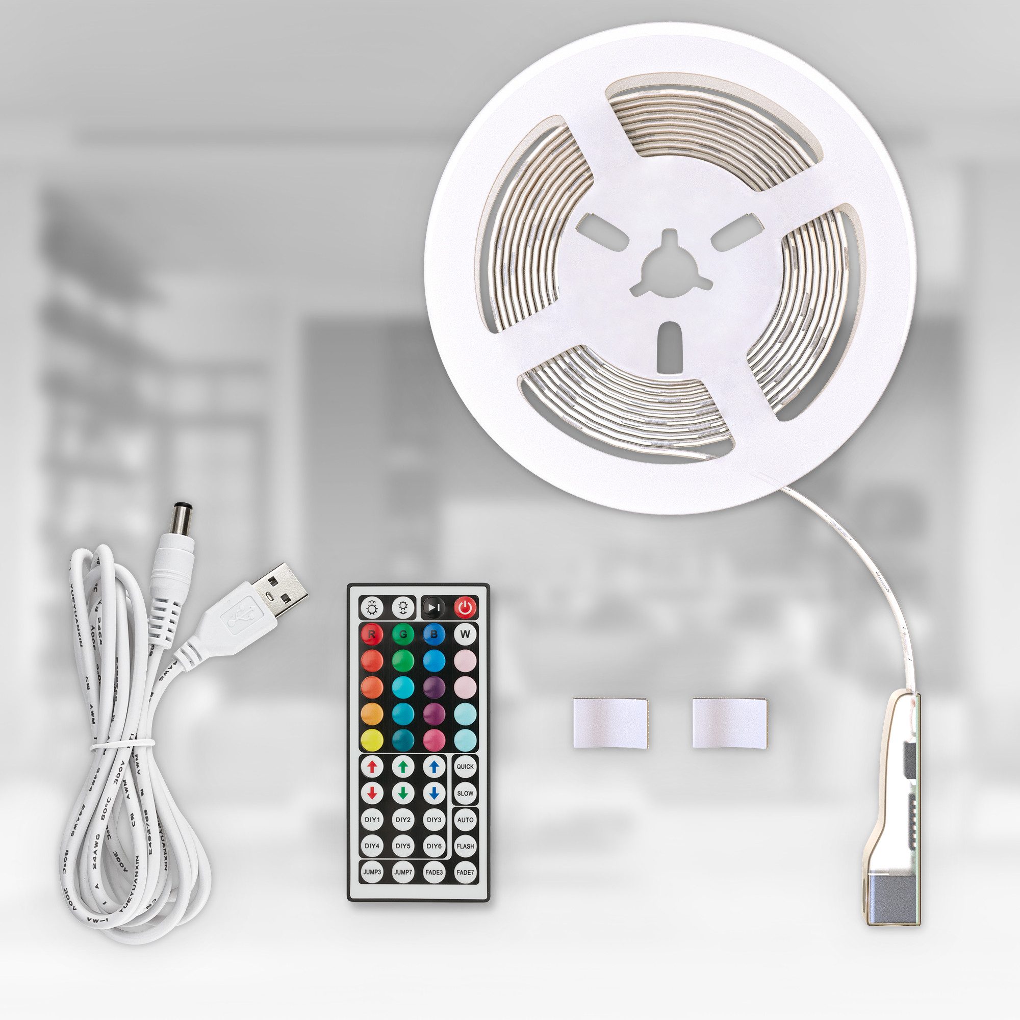 B.K.Licht Led-strip USB LED strip, 5 m, met kleurverandering Lichtstrip, met afstandsbediening, zelfklevend (1 stuk)