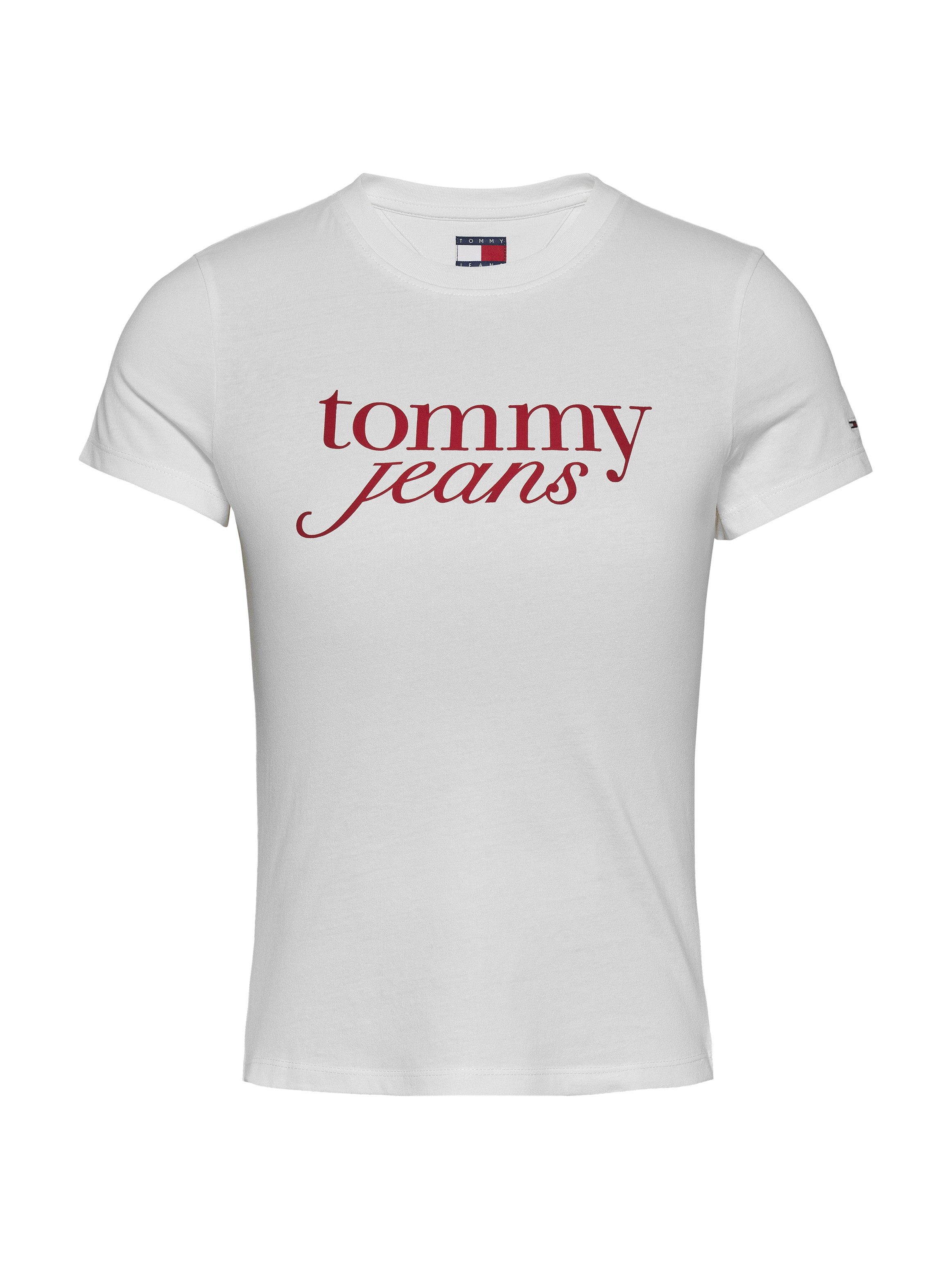 Tommy Jeans Curve Shirt met ronde hals Shirt TJW SLIM ESSENTIAL in grote maten logoprint op borsthoogte met logoborduring
