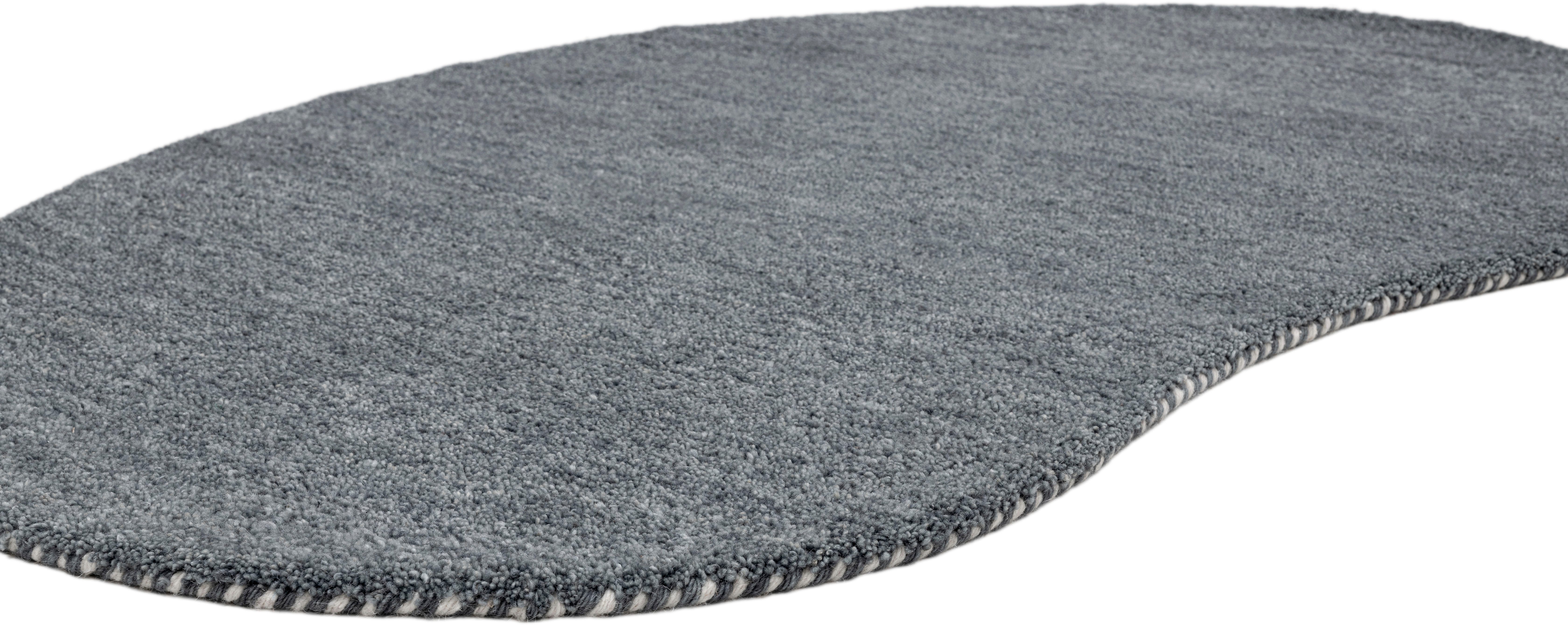 THEKO Wollen kleed Gabbeh uni, Handgeweven vloerkleed, mêlee, zuivere wol, met de hand geweven