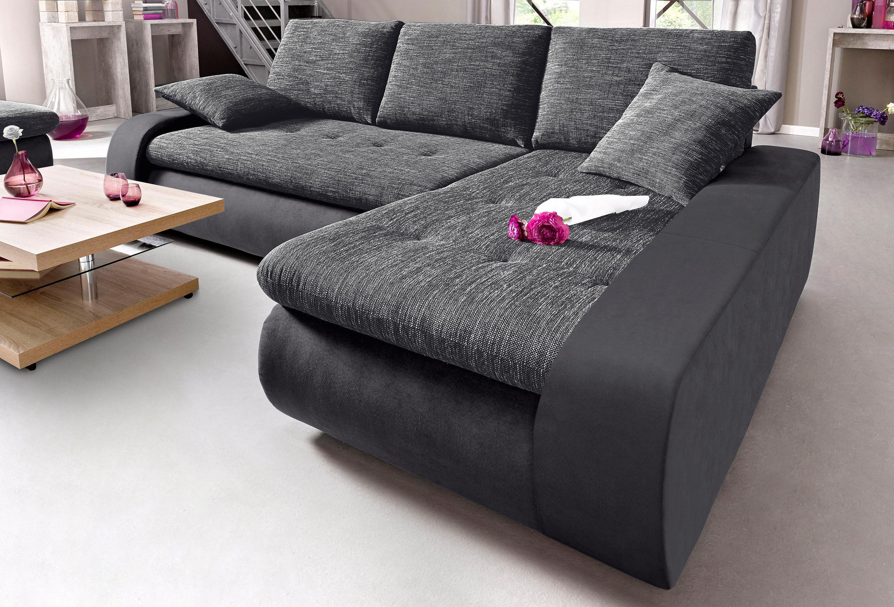 TRENDMANUFAKTUR Hoekbank Indie, modern und bequem, Materialmix, OTTOs Choice, L-Form naar keuze xl of xxl zwart, hoekbanken, Luxe-microvezel
