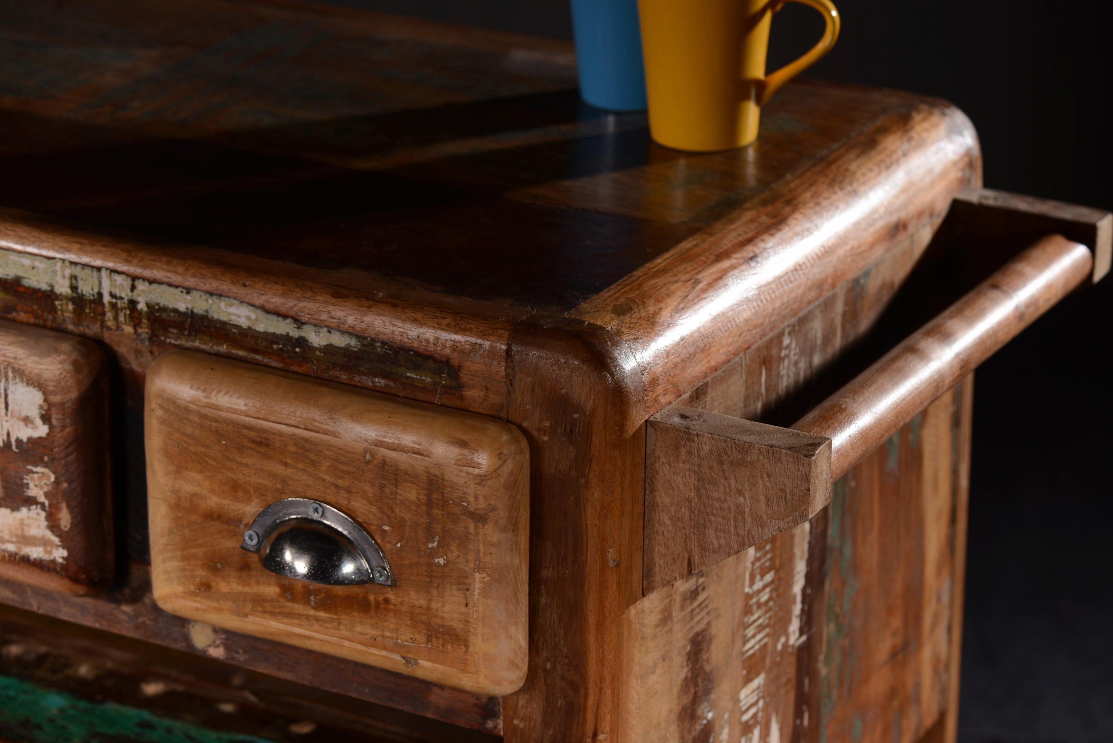 SIT Keukentrolley Fridge van gerecycled gebruikt hout, shabby chic, vintage
