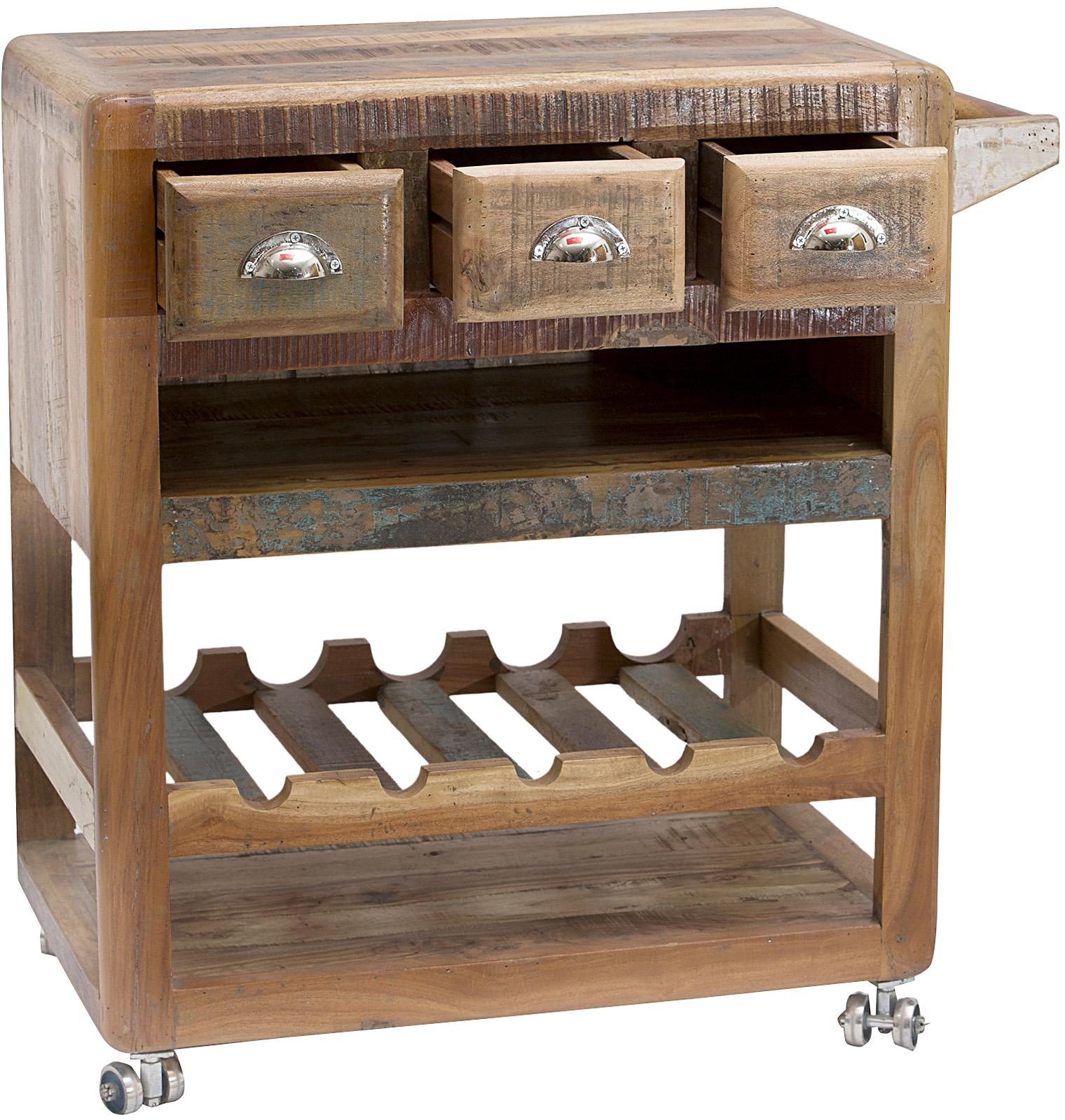 SIT Keukentrolley Fridge van gerecycled gebruikt hout, shabby chic, vintage