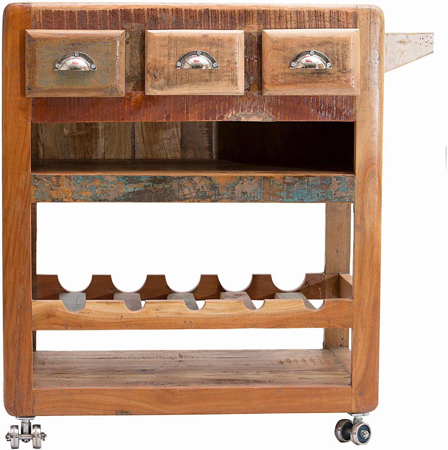 SIT Keukentrolley Fridge van gerecycled gebruikt hout, shabby chic, vintage