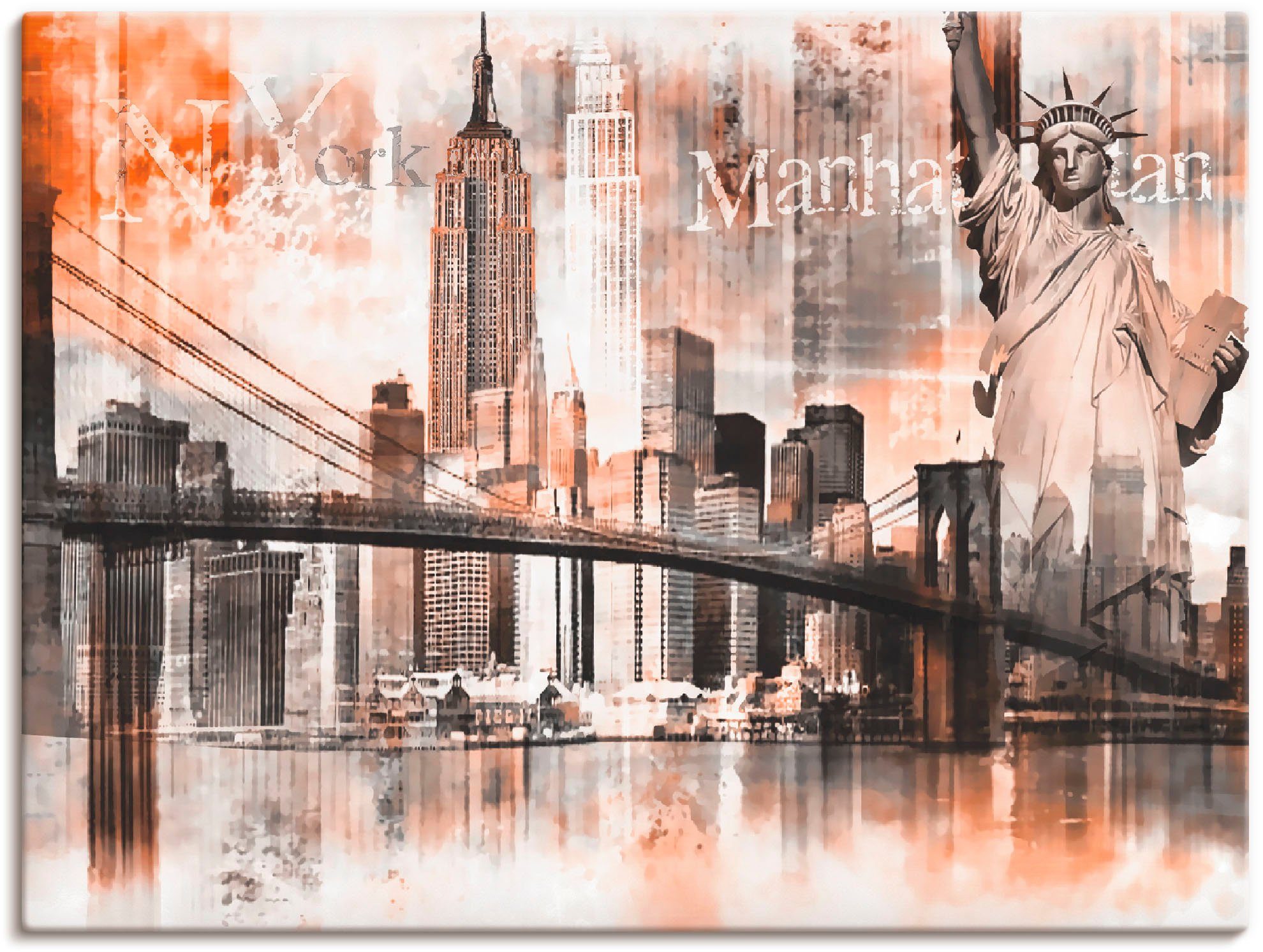 Artland Artprint New York skyline collage V in vele afmetingen & productsoorten -artprint op linnen, poster, muursticker / wandfolie ook geschikt voor de badkamer (1 stuk)