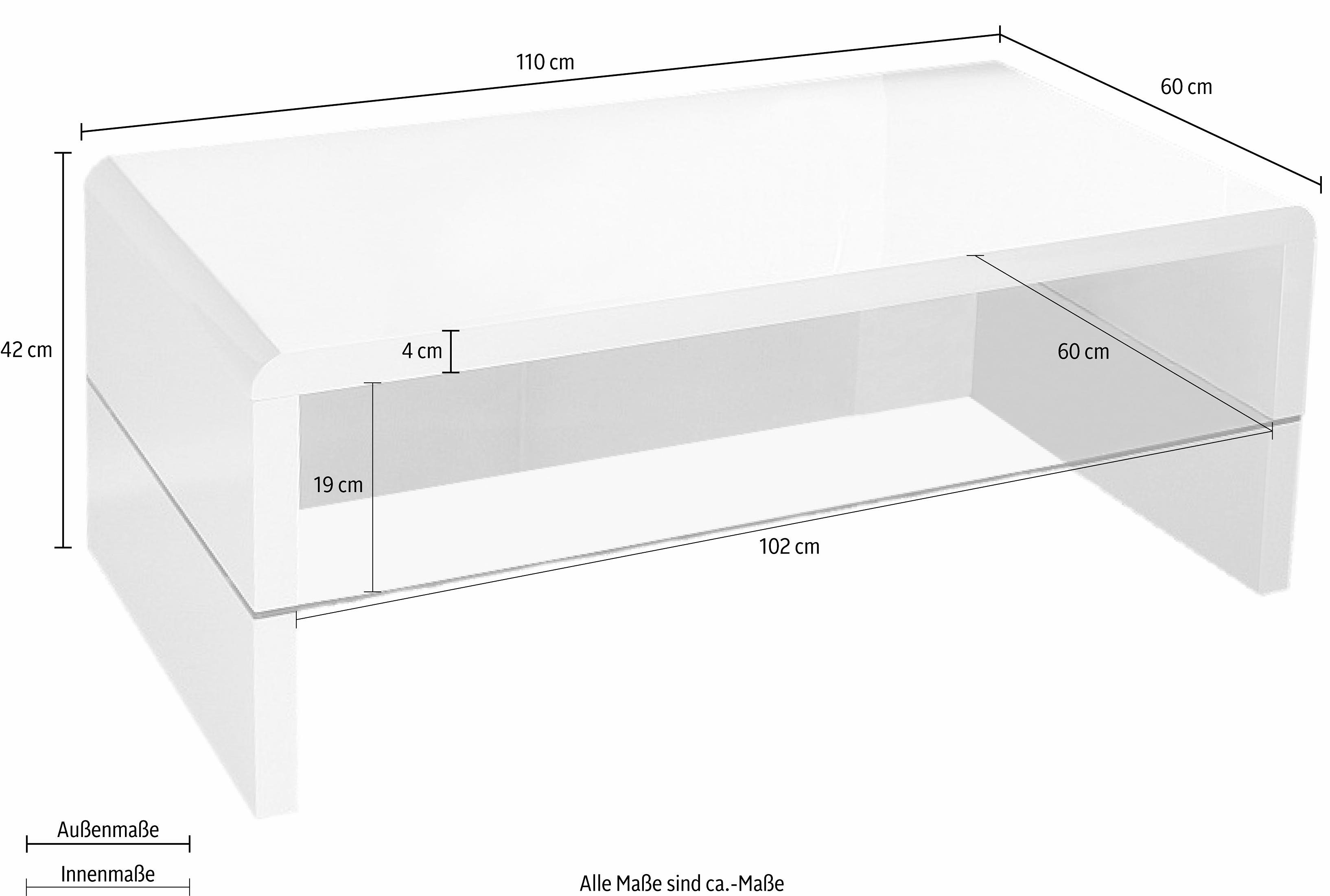 Paroli Salontafel met helder glazen legbord