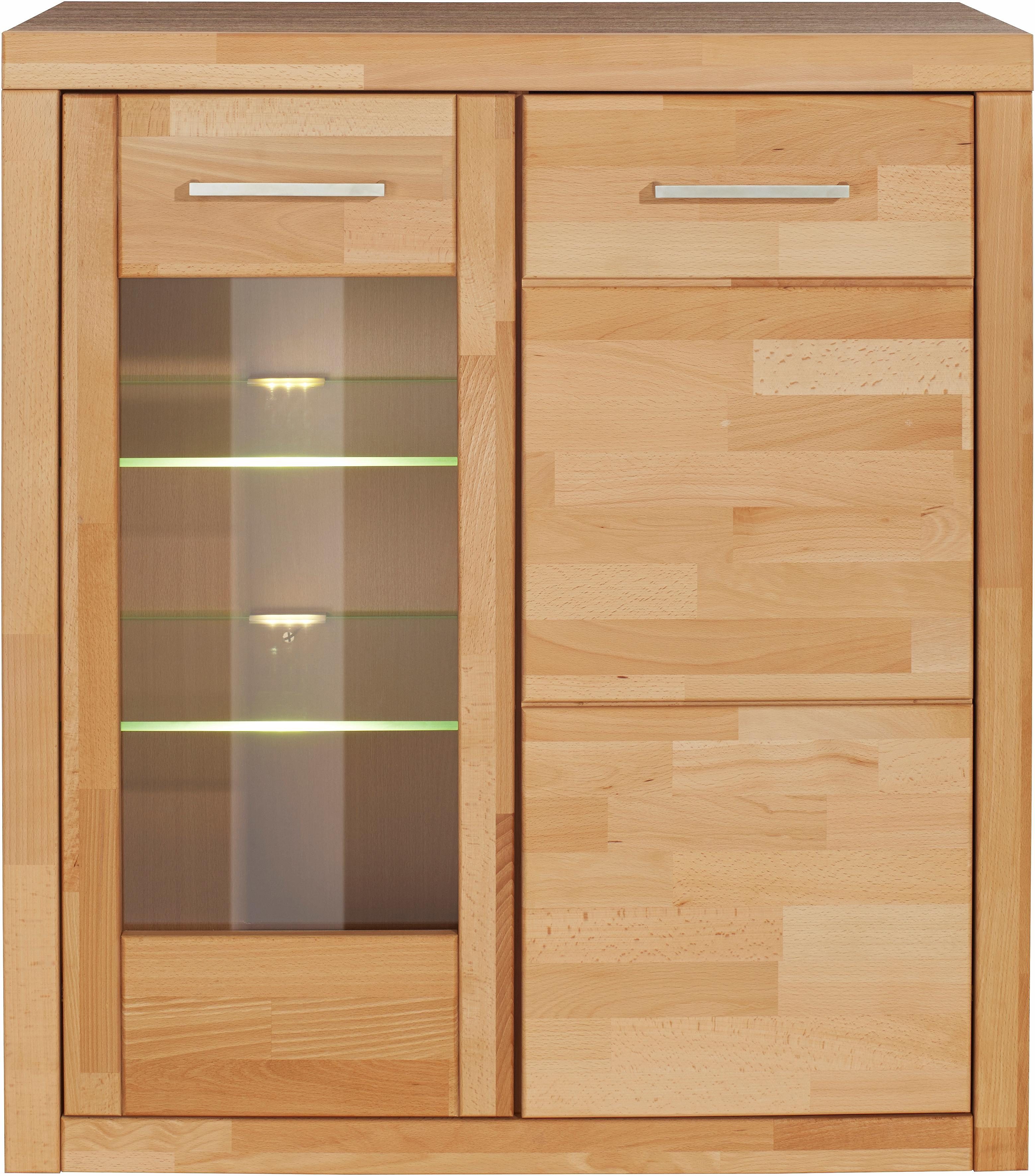 Home affaire Vitrinekast Logo, 100cm hoog, 42 cm diep, fronten massief hout, 6 vakken, variabele bodems
