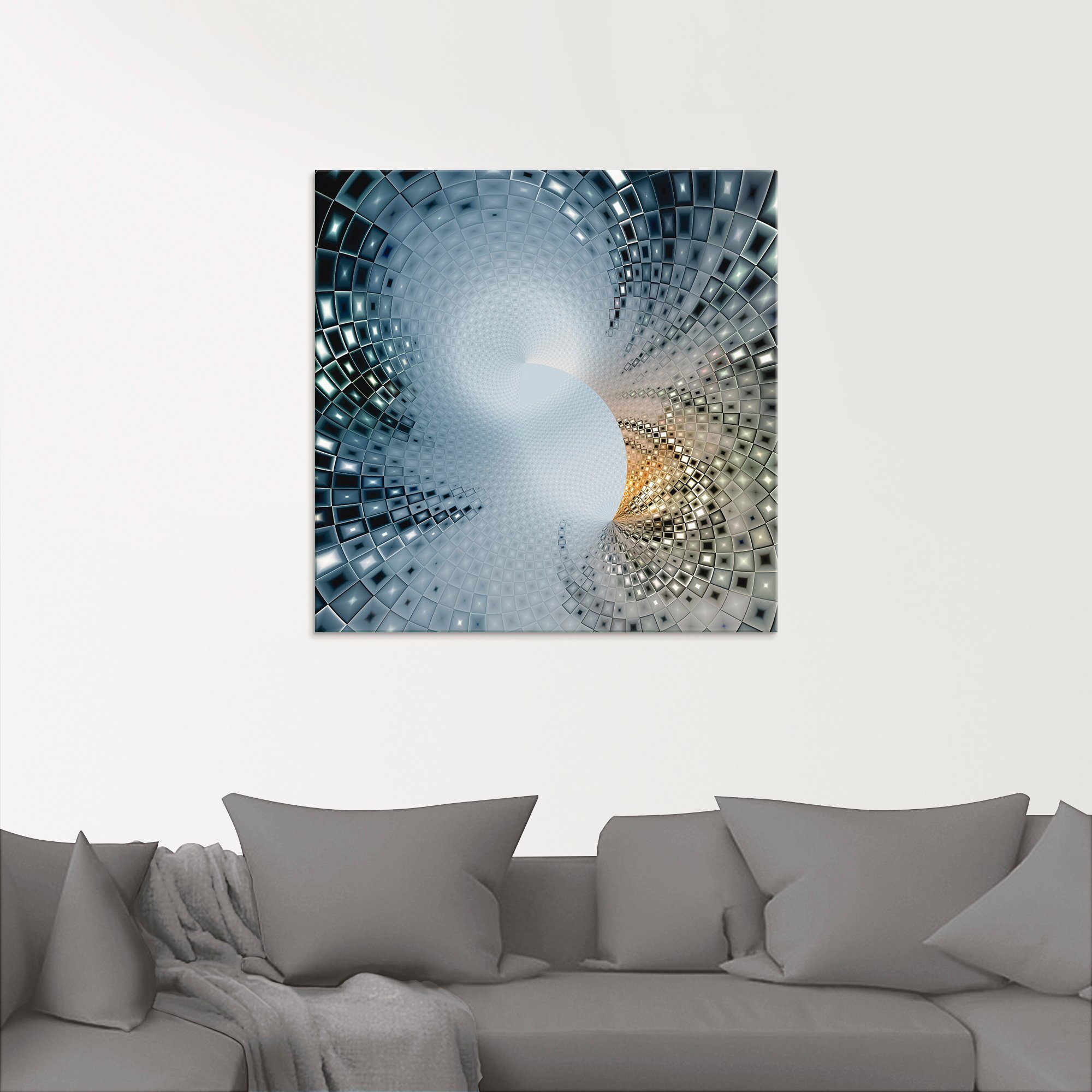 Artland Print op glas Abstract in blauw & goudkleur