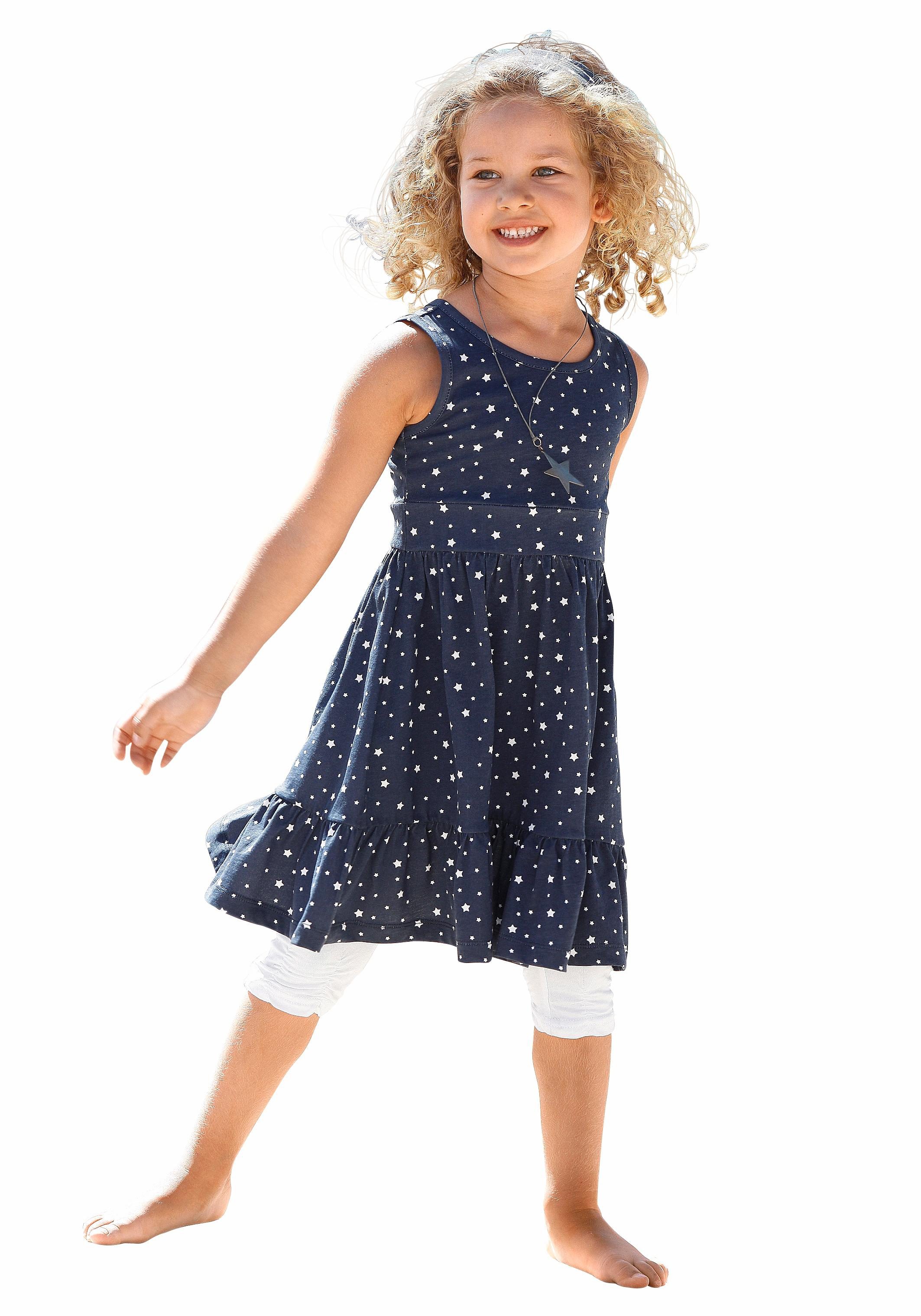 KIDSWORLD Jerseyjurk 2-delig shirtjurk + haarband in schattig sterren-allover feestelijke gelegenheden, knie-lange, speelse stijl, van katoen (set, 2-delig)