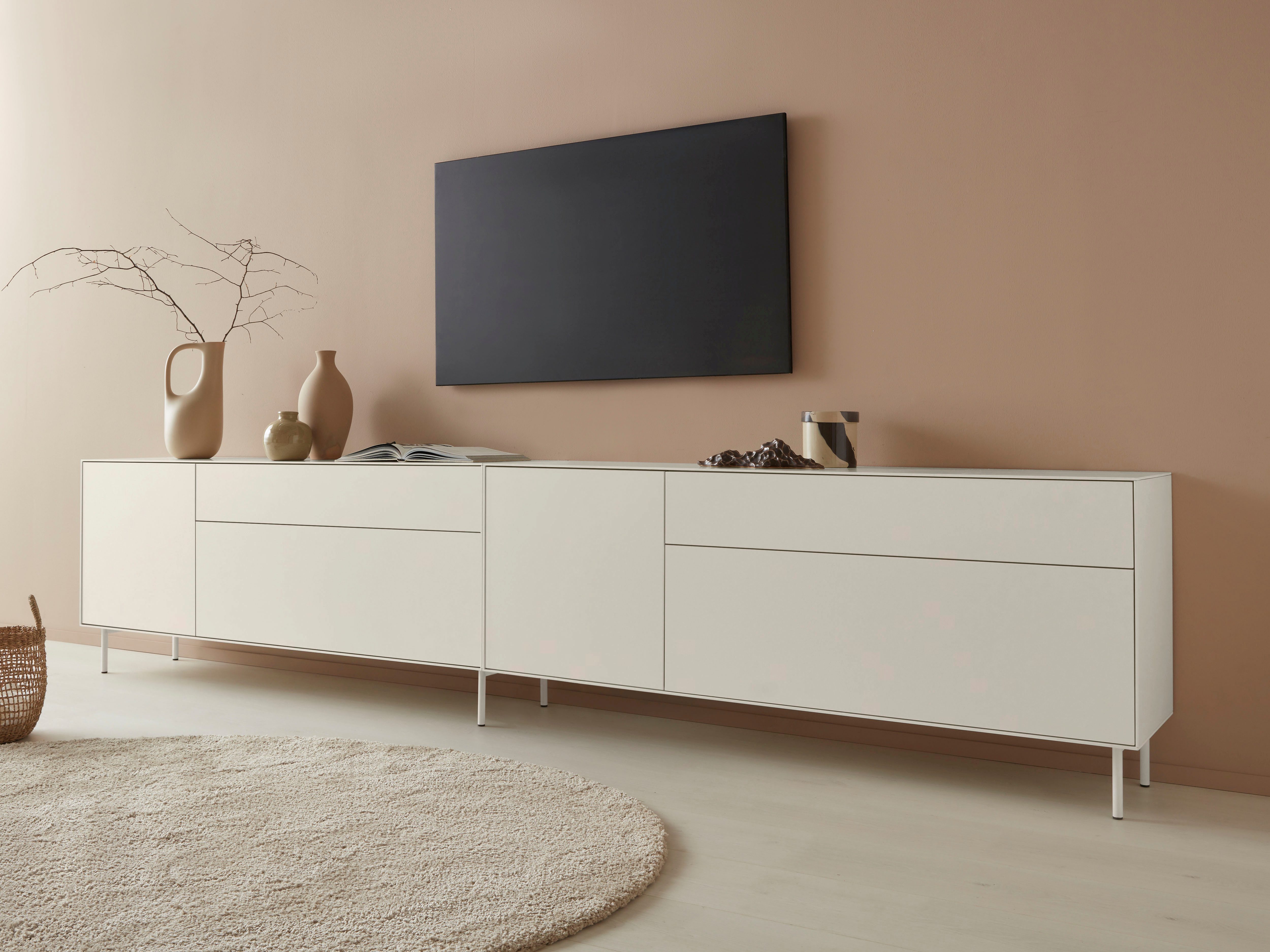 LeGer Home by Lena Gercke Tv-meubel Essentials Breedte: 334 cm, MDF (2 stuks) lowboards grijs