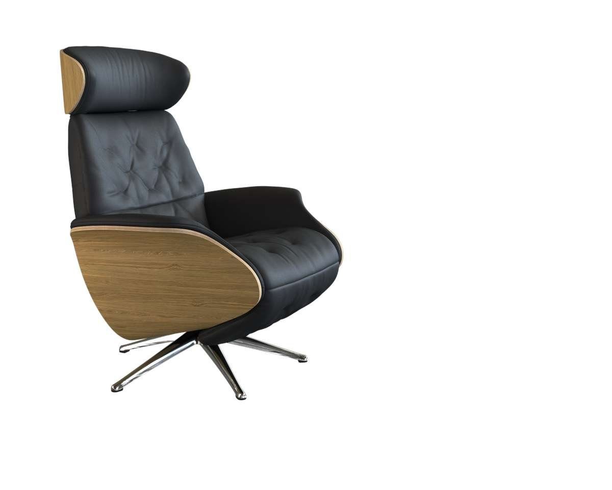 FLEXLUX Relaxfauteuil Volden praktische elektrische fauteuil Maat M, elektrische rug- en voetensteun, accu, armleuning Eiken, aluminium voet