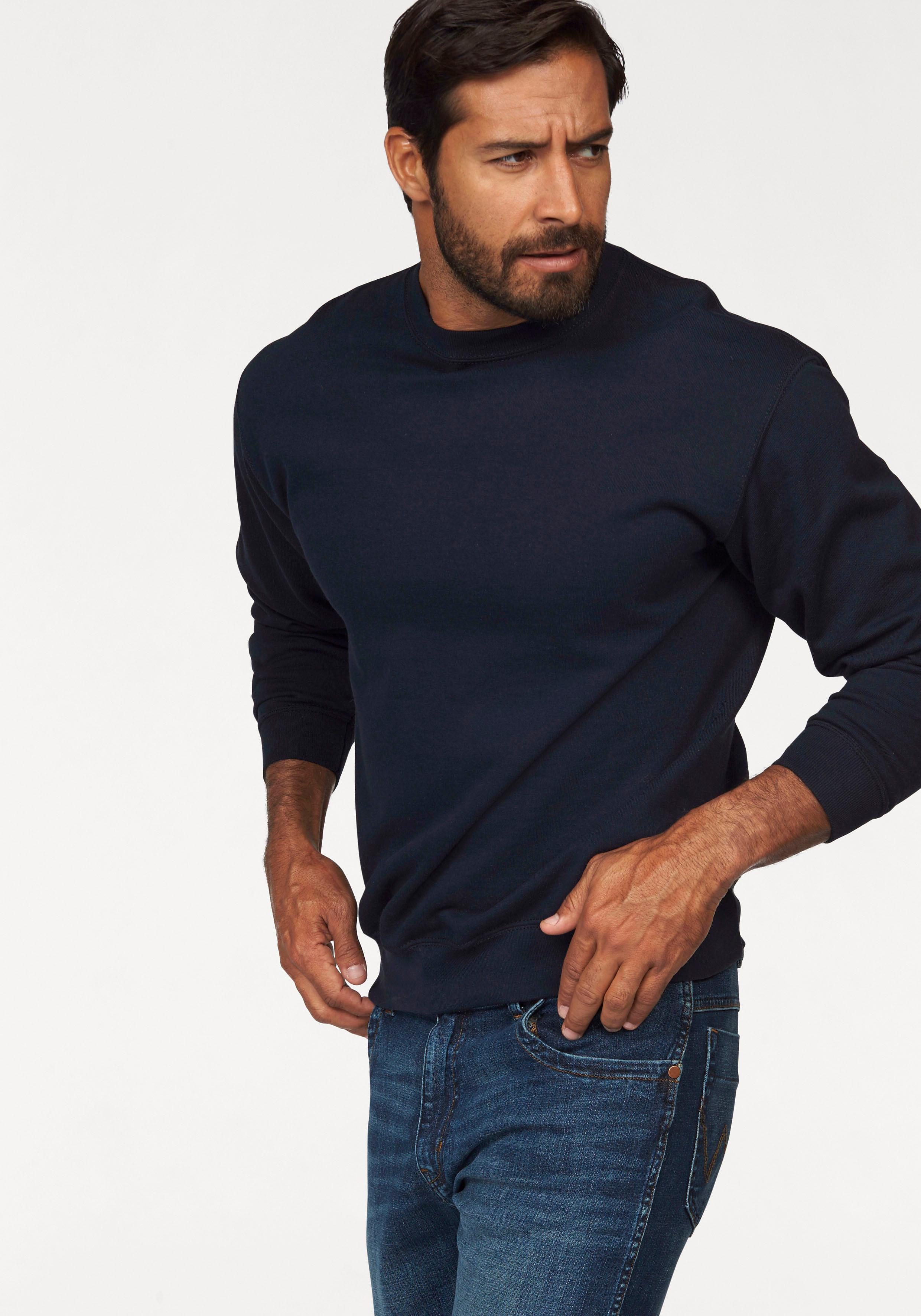 Fruit of the Loom Sweatshirt in een unikleurig design heren sweaters maat XL (56/58) blauw