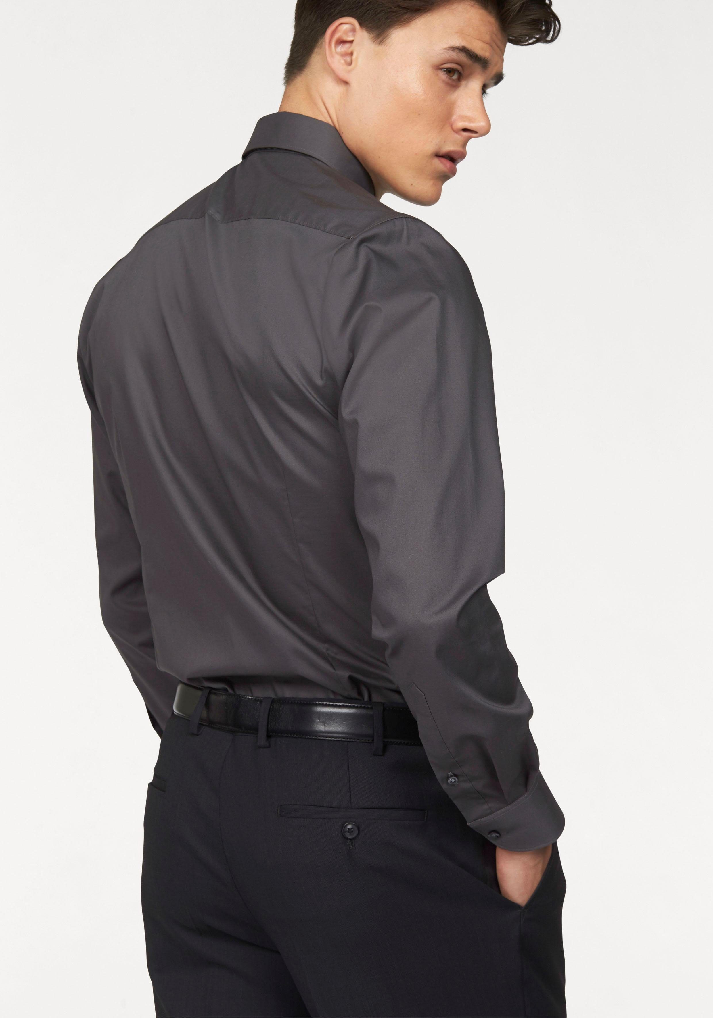 Bruno Banani Overhemd met lange mouwen Slim fit Vormvast door aandeel elastaan