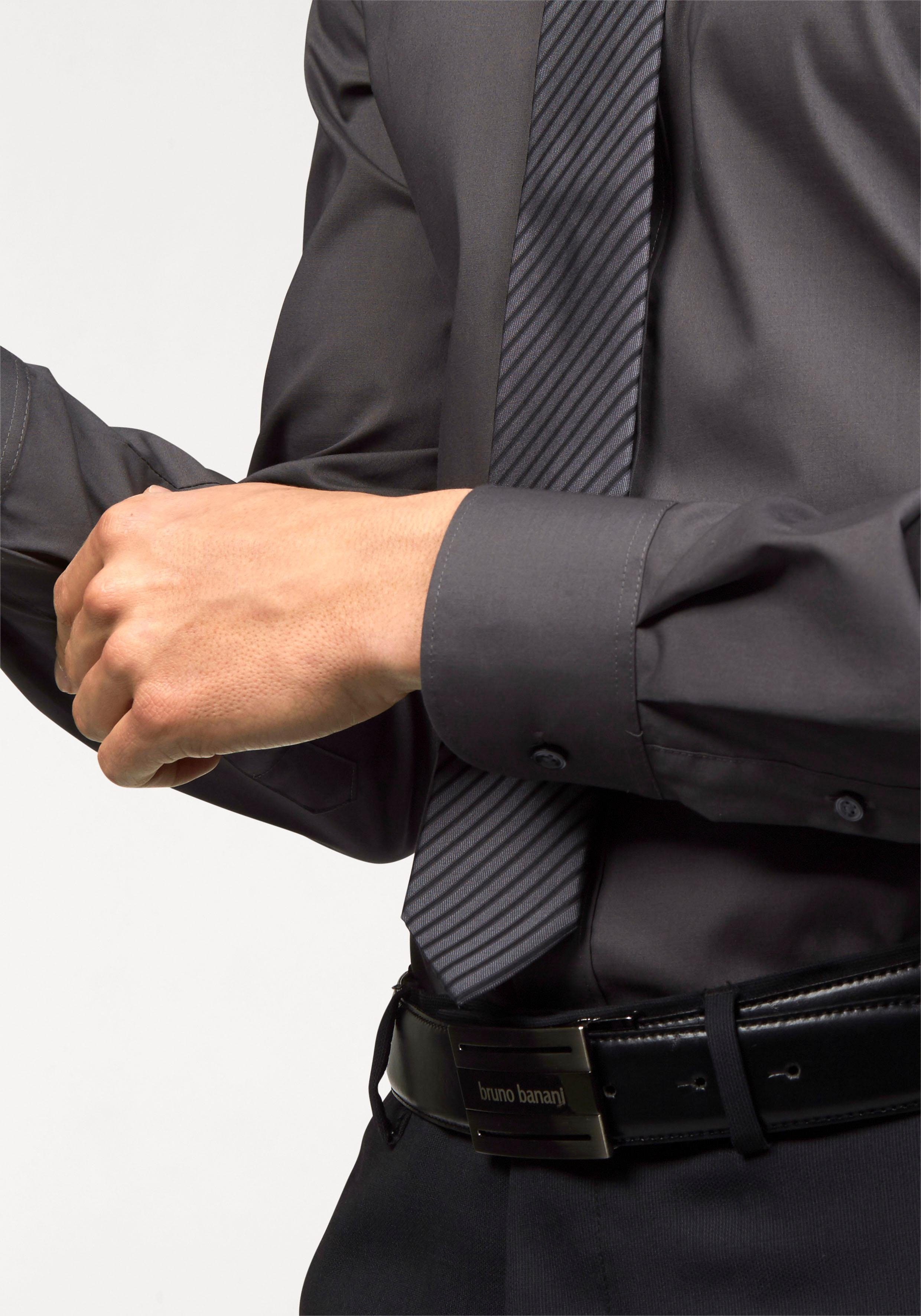 Bruno Banani Overhemd met lange mouwen Slim fit Vormvast door aandeel elastaan