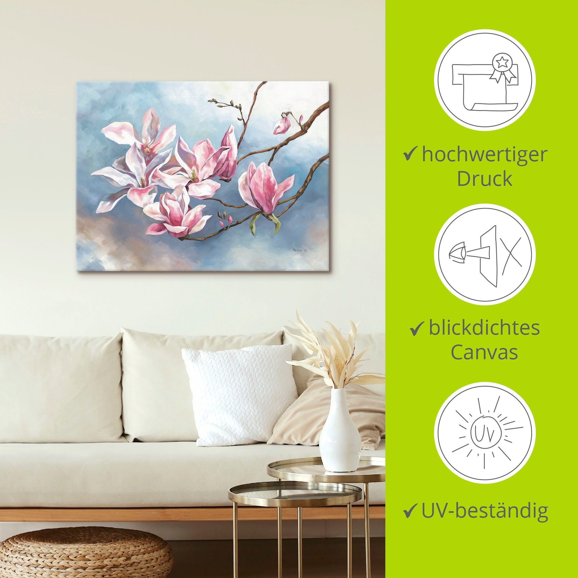 Artland Artprint Magnoliatak als artprint van aluminium, artprint voor buiten, artprint op linnen in verschillende maten