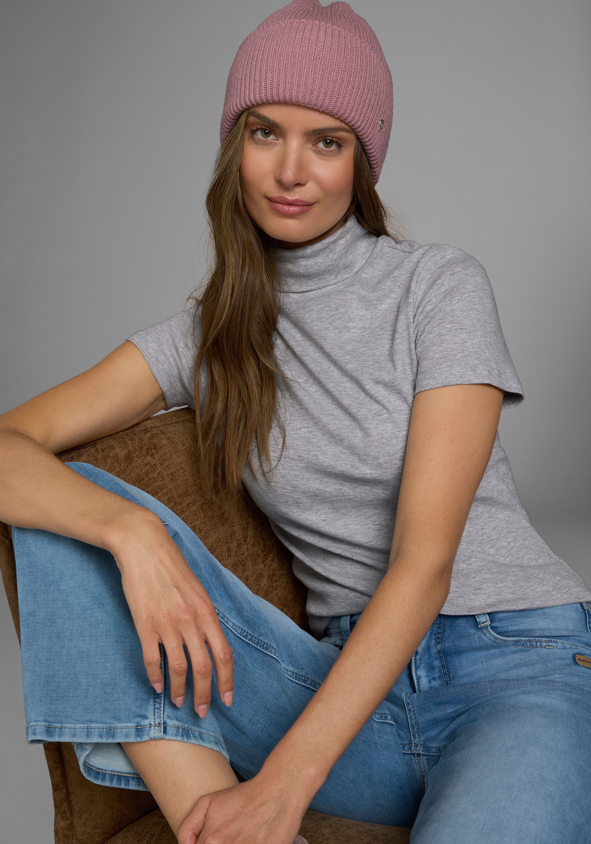 Flashlights Colshirt figuurvolgend, basic stijl, rolkragen, van 100% katoen, elastisch