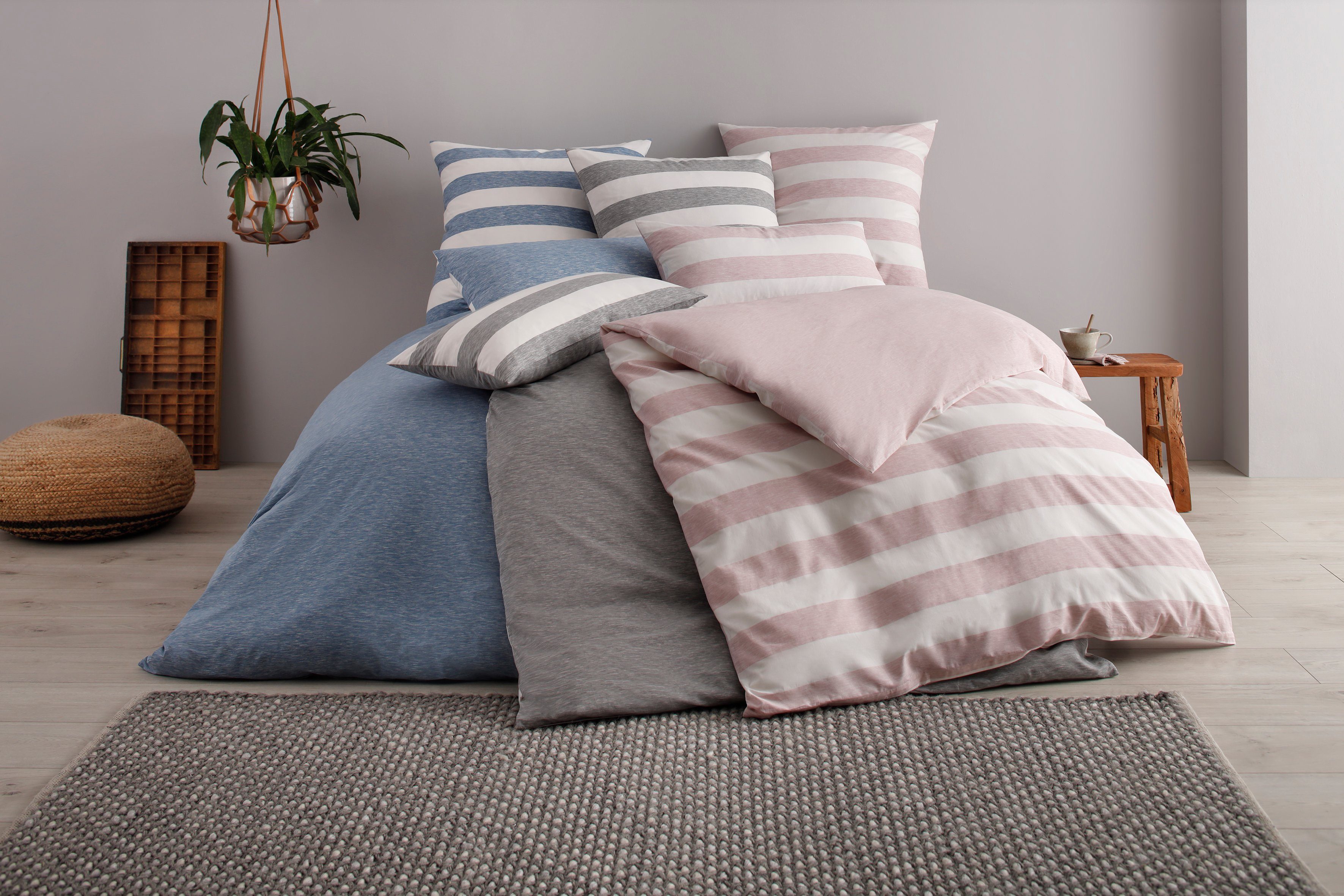 OTTO products Hoeslaken Big Stripe in maat 90x200, 140x200 of 180x200 cm van bio-katoen, voor matrassen tot 30 cm hoogte, laken (1 stuk)
