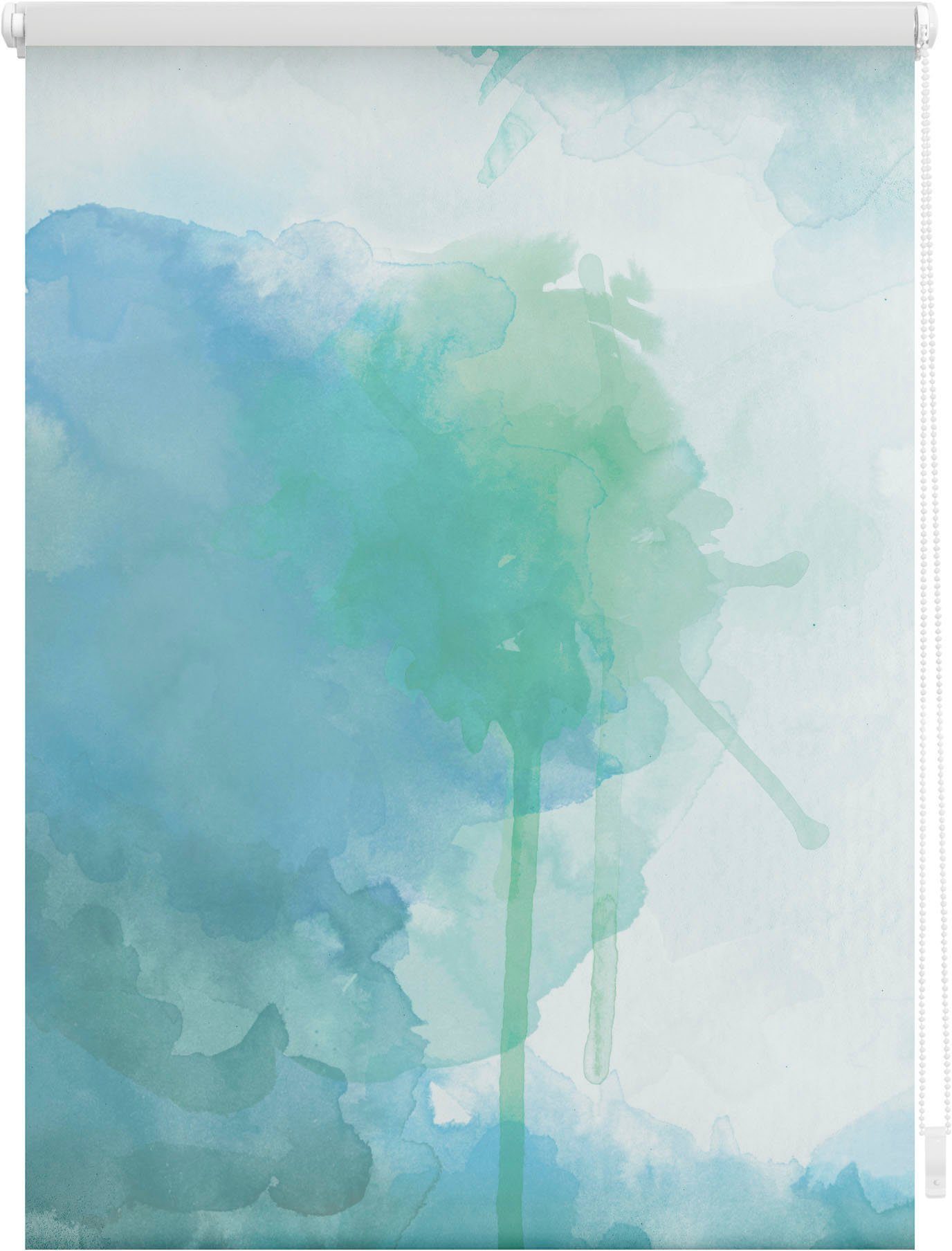 LICHTBLICK Rolgordijn met zijbediening Rolgordijn Klemmfix, zonder boren, verduistering, aquarel - blauw groen (1 stuk)