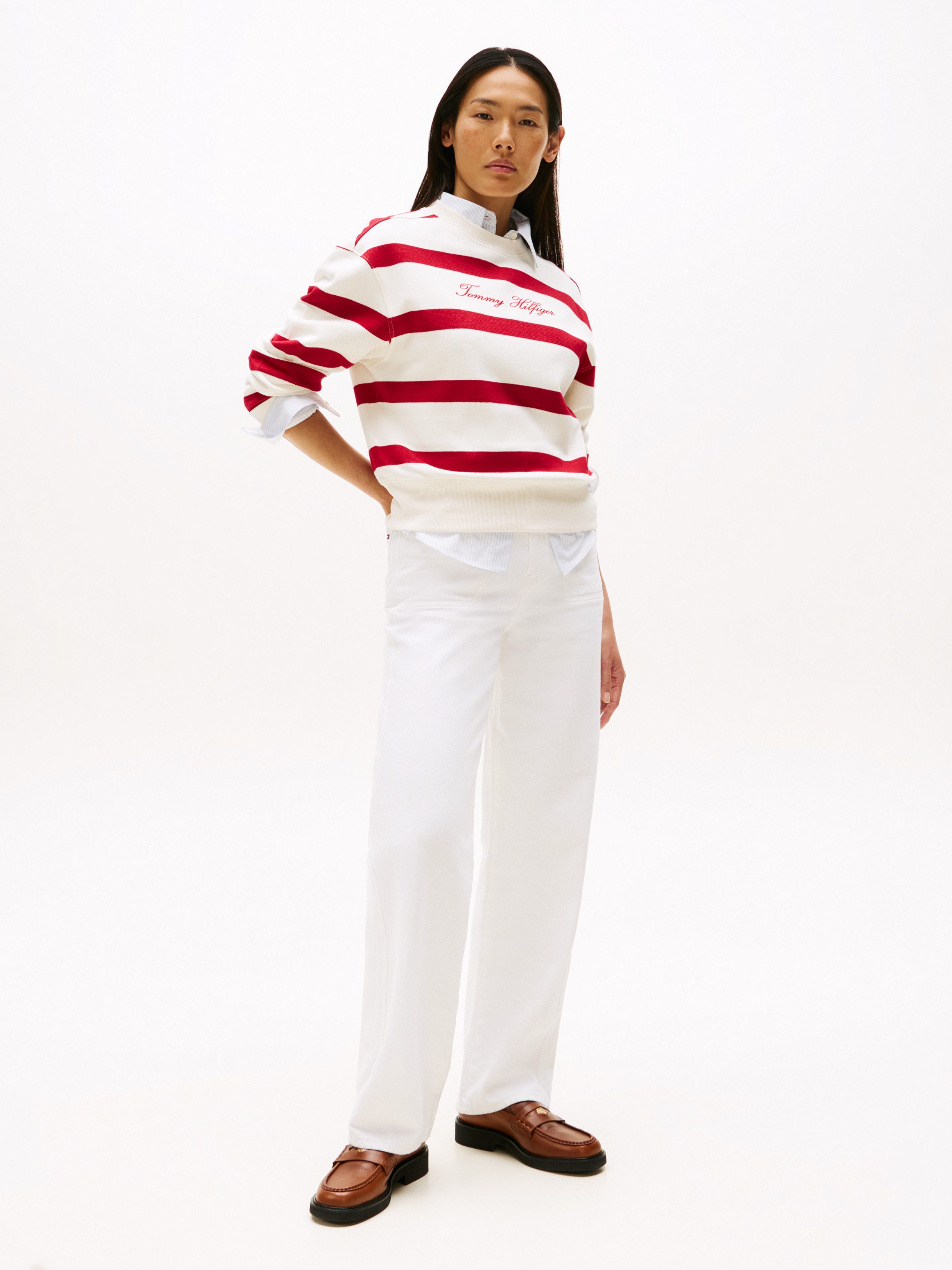 Tommy Hilfiger Sweatshirt SCRIPT REG PIQUE SWTSHRT met tommy hilfiger script-logo-opschrift