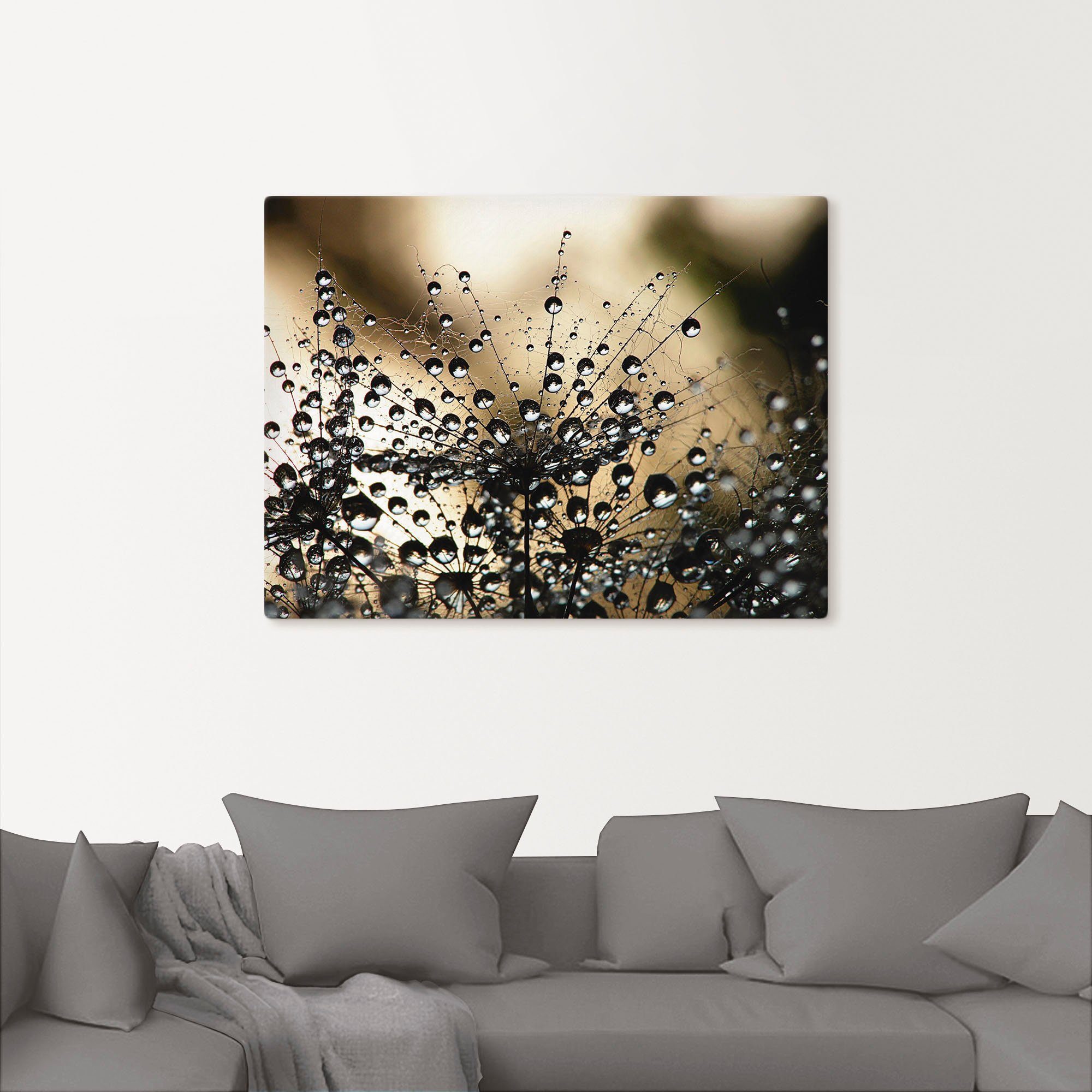 Artland Artprint Natte paardenbloem als artprint van aluminium, artprint voor buiten, artprint op linnen, poster, muursticker