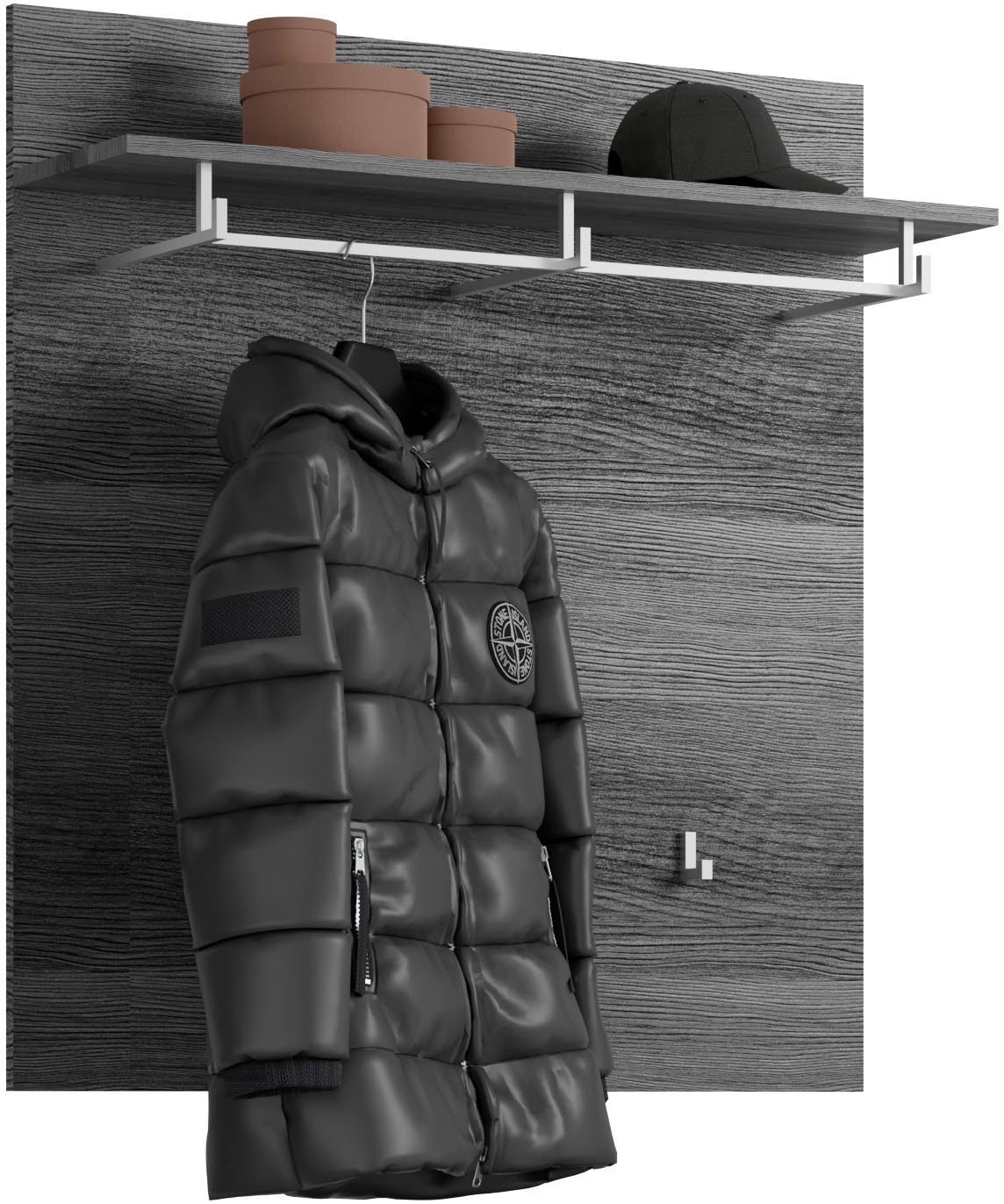 INOSIGN Kapstokpaneel Siena, Breedte 90 cm, 3 Haken, 1 Kledingstang, 1 Plank