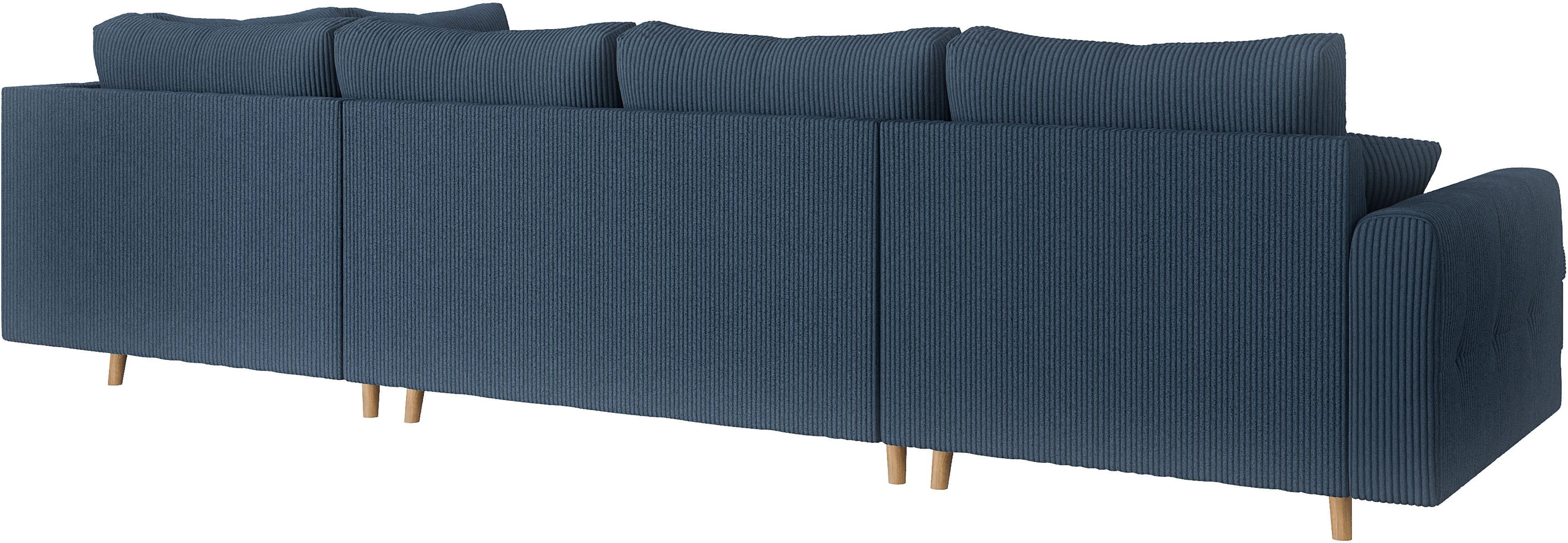 Home affaire Zithoek CHARRE U-vorm met ottomane, afmetingen B/D/H: 310/161/81 cm fijne stiksels, losse rug- en sierkussens, ook in cord en bouclé
