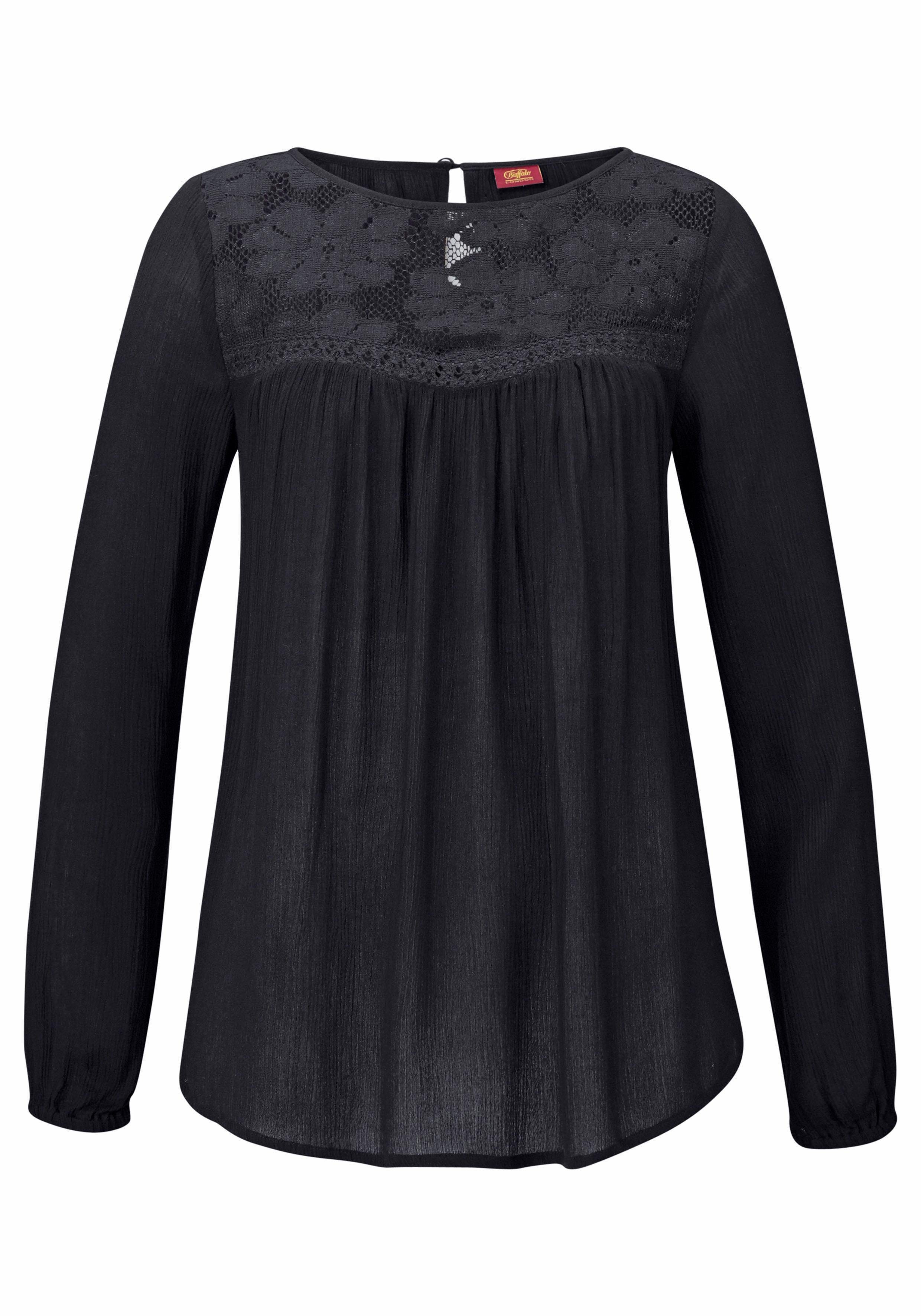 Buffalo Kanten blouse gemaakt van geweven viscose, zomers, boho-stijl