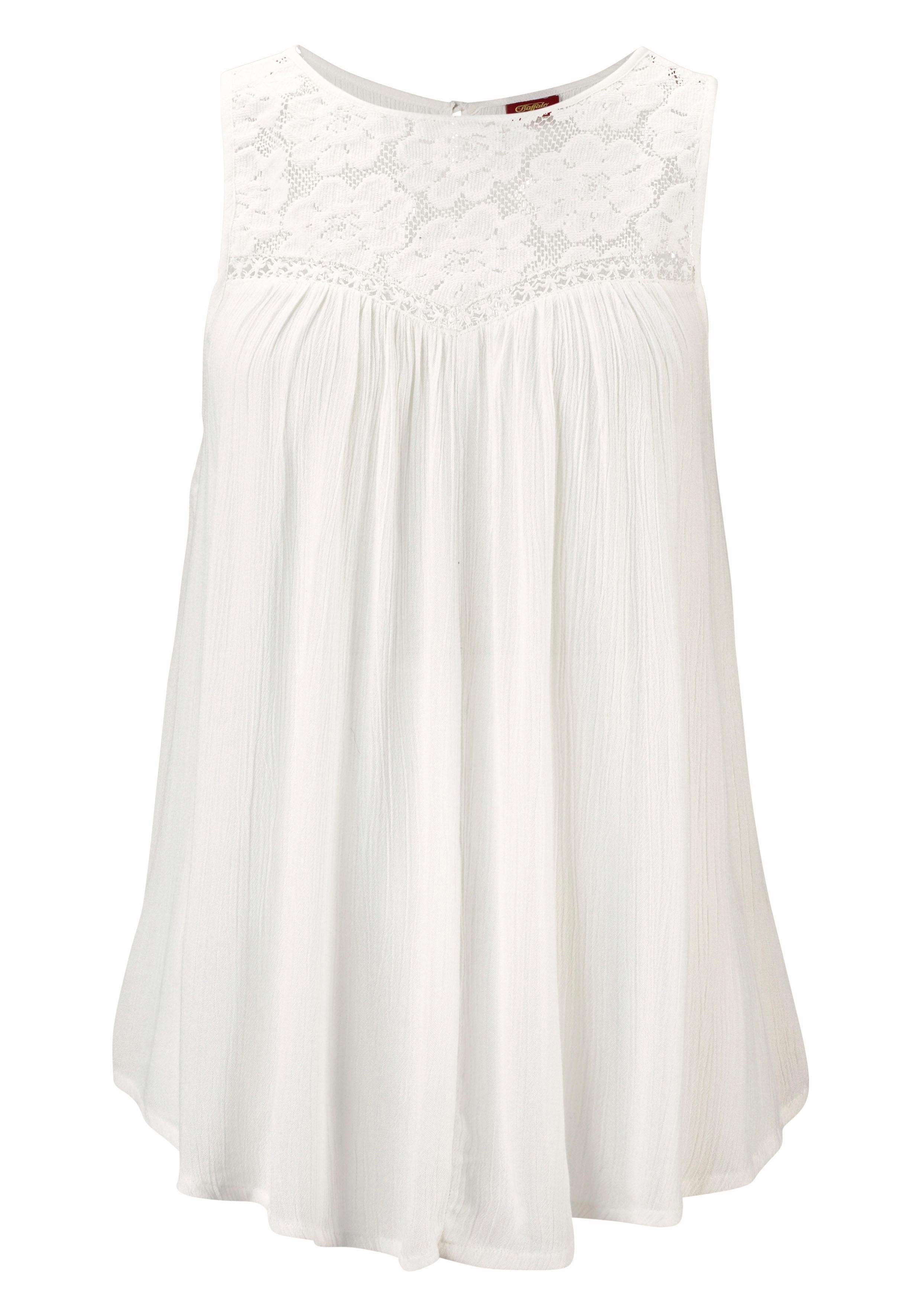 Buffalo Crêpe-blouse met kanten inzetstuk, blouse, boho stijl