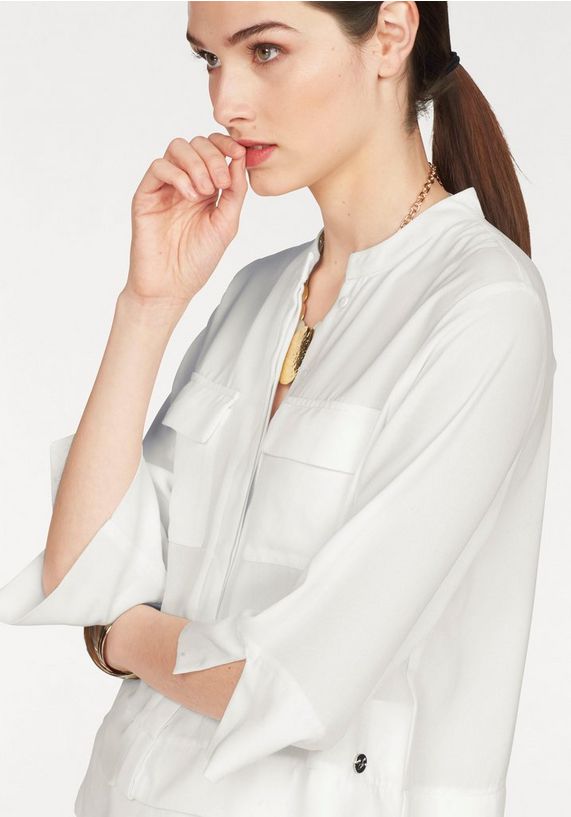 BRUNO BANANI Chiffon-blouse met staand kraagje BRUNO BANANI Chiffon-blouse met staand kraagje