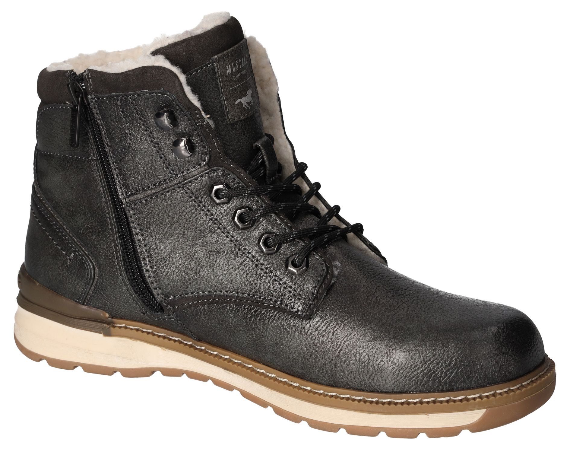 Mustang Shoes Winterlaarzen casual mode, veterschoenen, winterlaarzen met oogjes en logo-patch