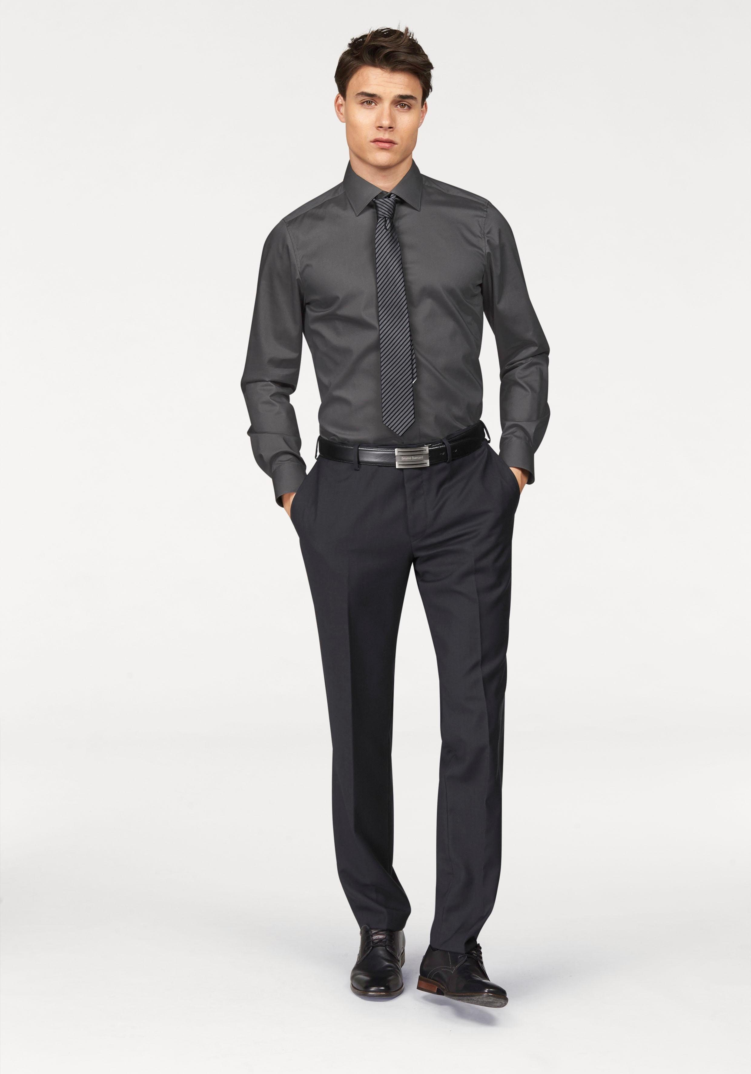 Bruno Banani Overhemd met lange mouwen Slim fit Vormvast door aandeel elastaan