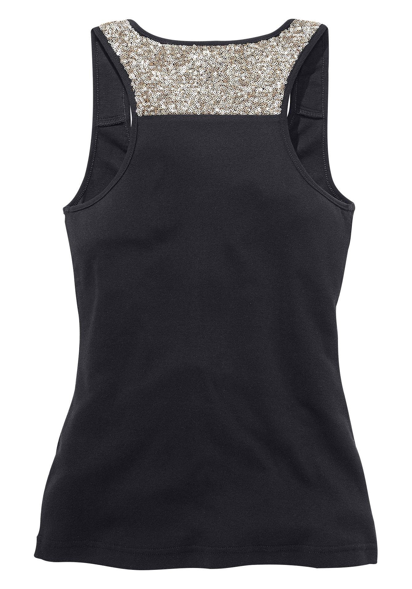 Lascana Strandtop met pailletten, glittertop van katoen, feestelijk