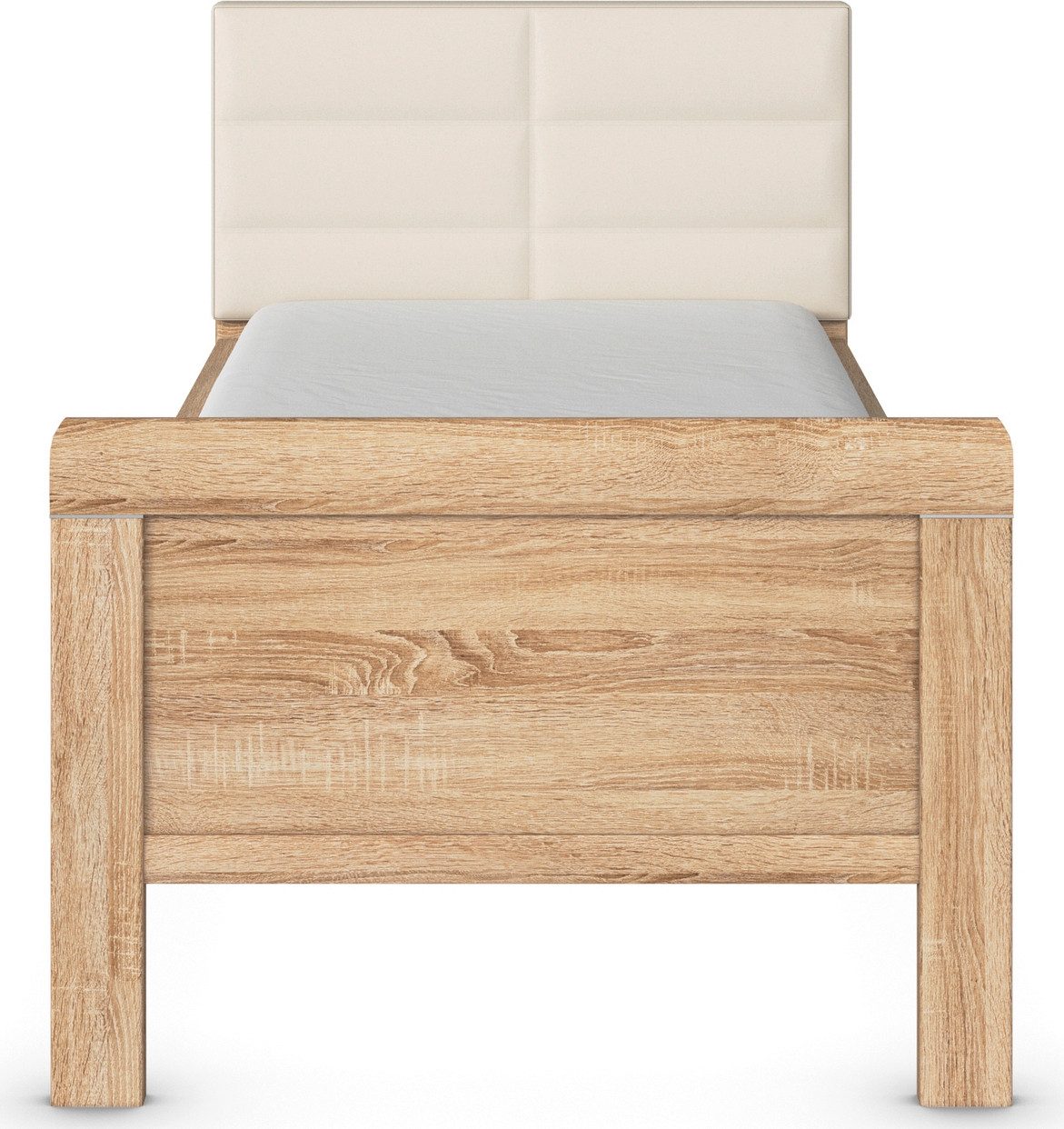 rauch Bed Eenpersoons Stollenbed EVELYN in comfortabele hoogte met gestoffeerd hoofdeinde in elegante stijl made in germany