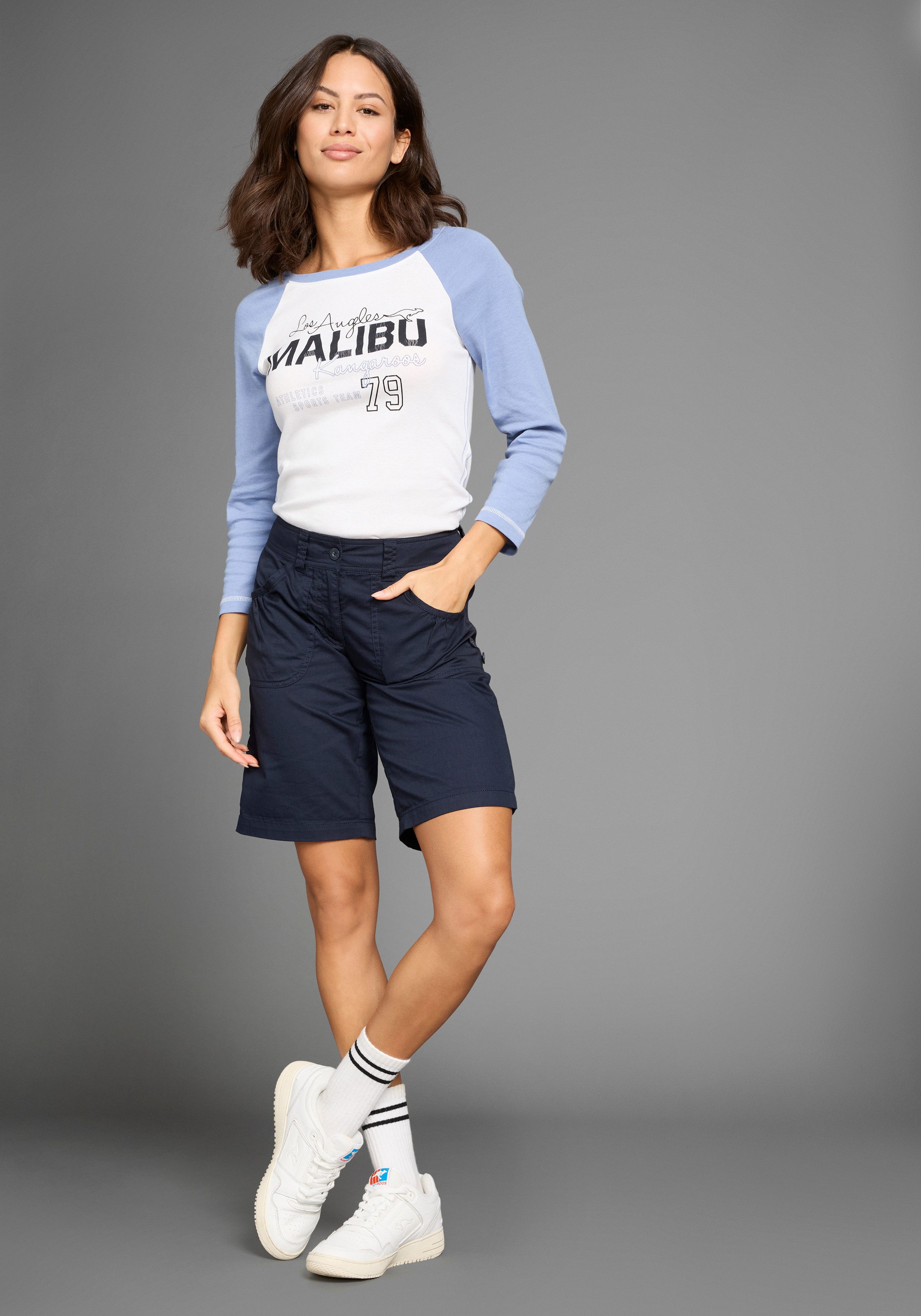 KangaROOS Shirt met 3/4 mouwen College-shirt met frontprint