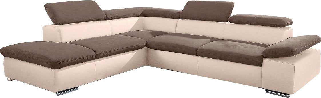 sit&more Hoekbank Valentine, L-vorm, bank met verstelbare arm- en hoofdsteun