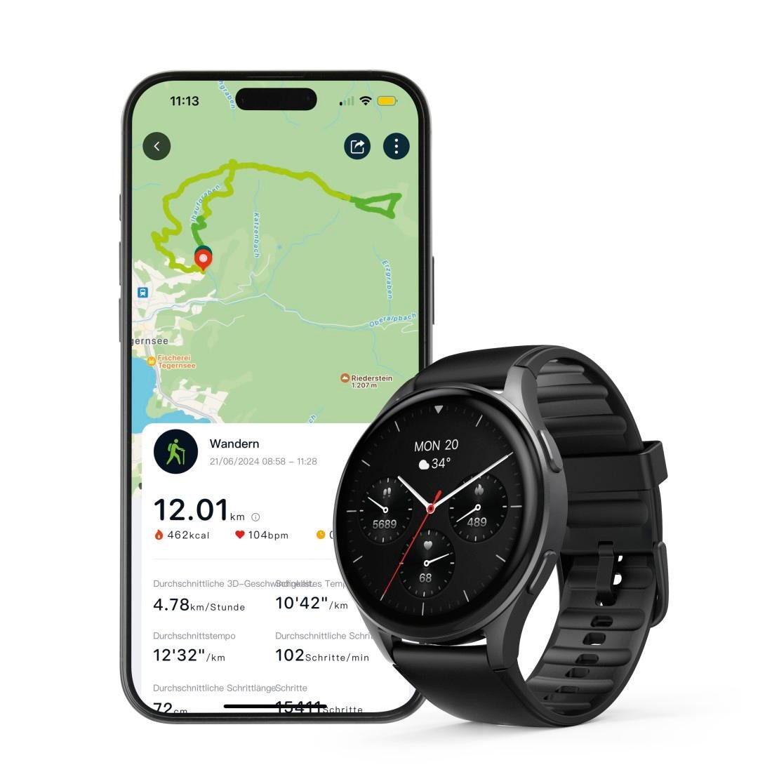 Hama Smartwatch 8900 (belfunctie, GPS, waterdicht IP68, hartslag)