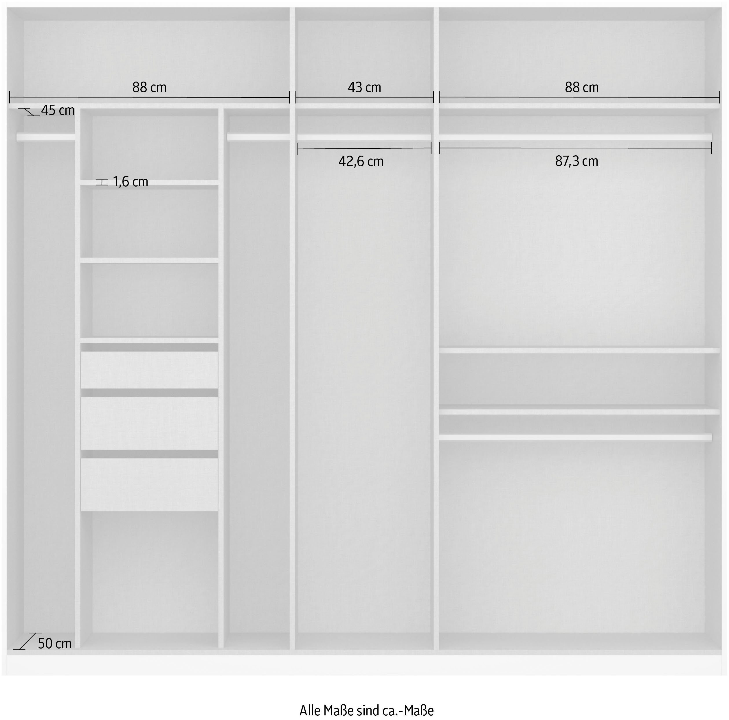 rauch Draaideurkast Kledingkast kast garderobe TOPSELLER OTELI incl. binnenindeling met 3 binnenlades extra planken optioneel met spiegel made in germany