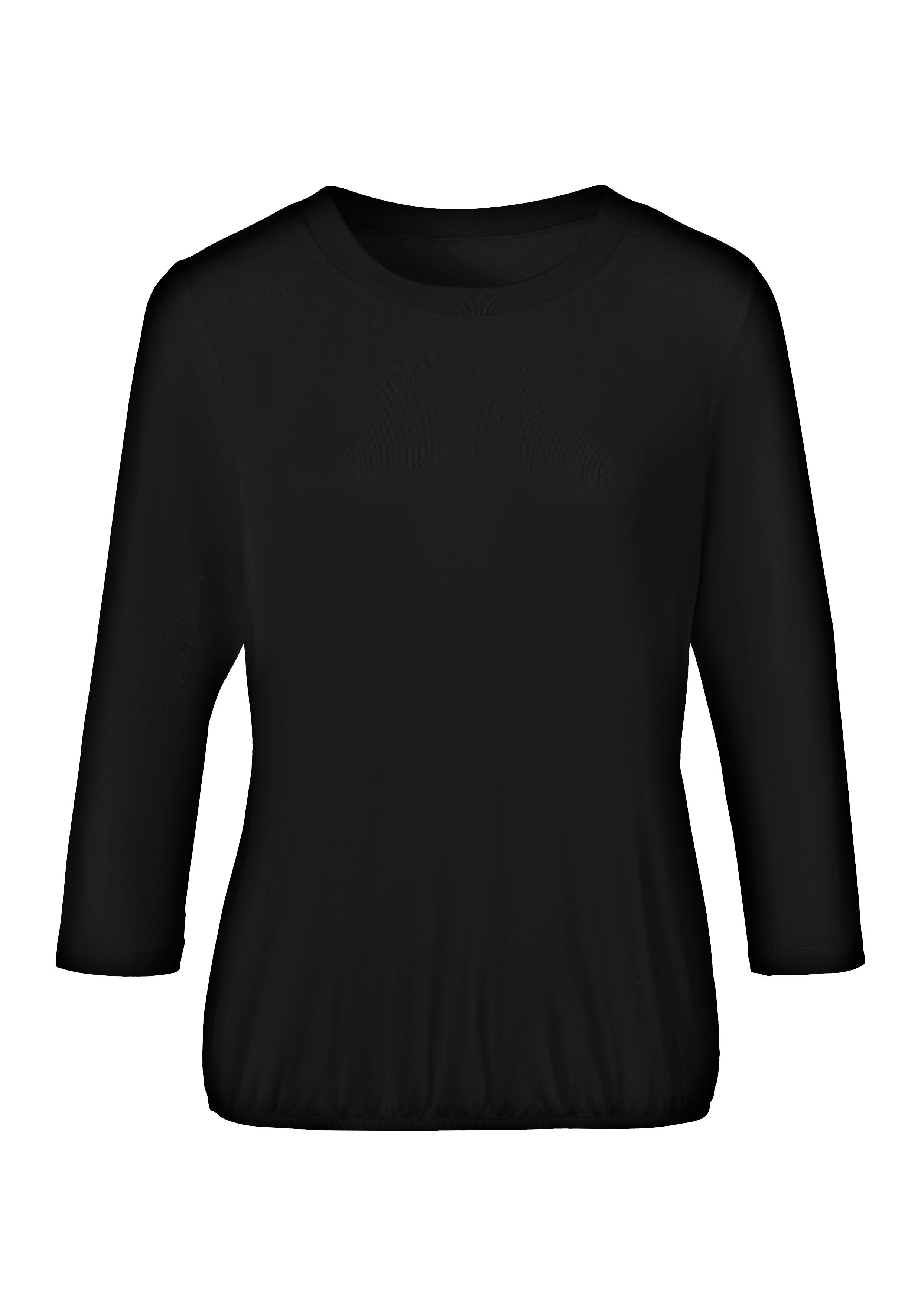 Lascana Shirt met 3/4-mouwen met speciale geribde boorden bij de ronde hals (Set van 2)