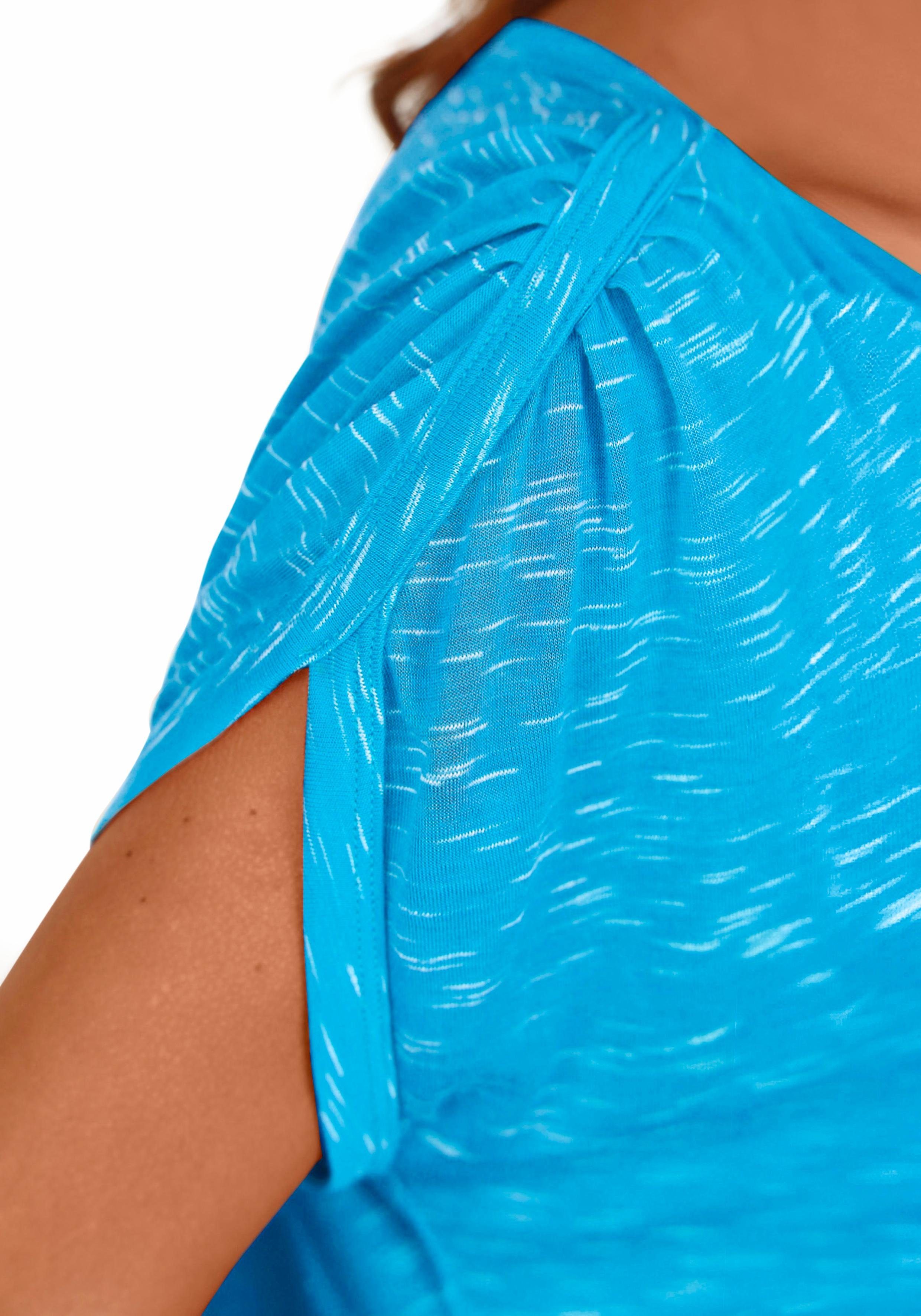Lascana Shirt met korte mouwen Met schouderrimpeling van zachte viscosekwaliteit (Set van 2)