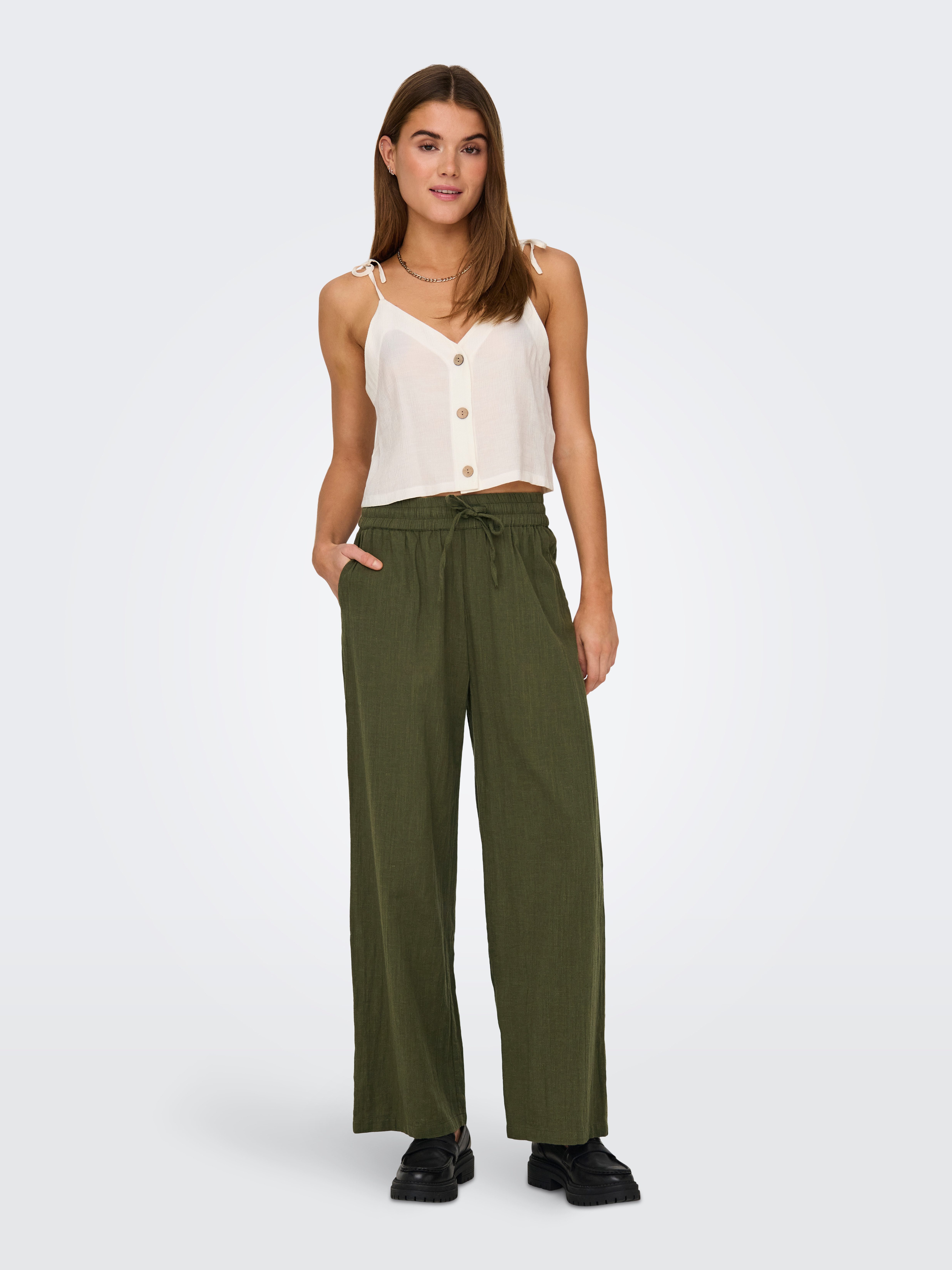 Only Comfortbroek ONLTIZANA COTTON LOOSE PANTS WVN