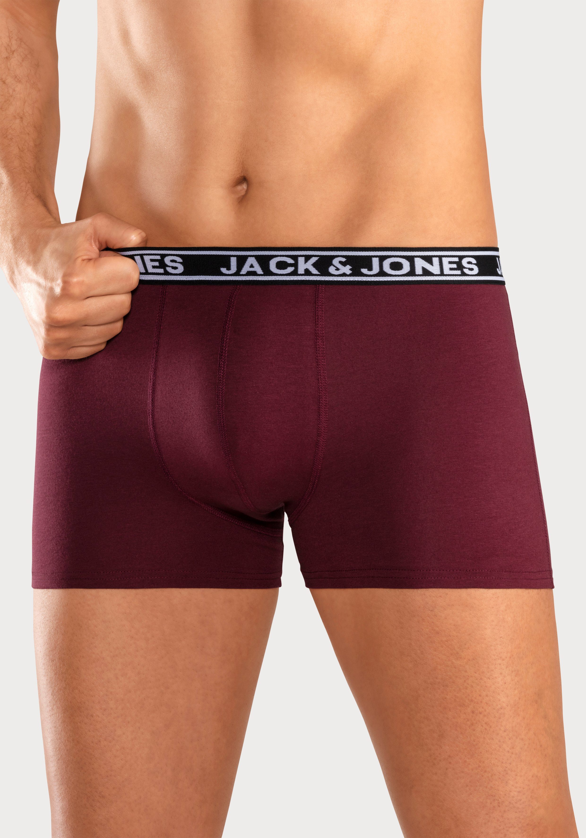 Jack & Jones Trunk JACCRISP in 6-pack met logoband en stretchcomfort effen met kleuraccent, modieus, nauwsluitend, katoenmix (set, 6 stuks)