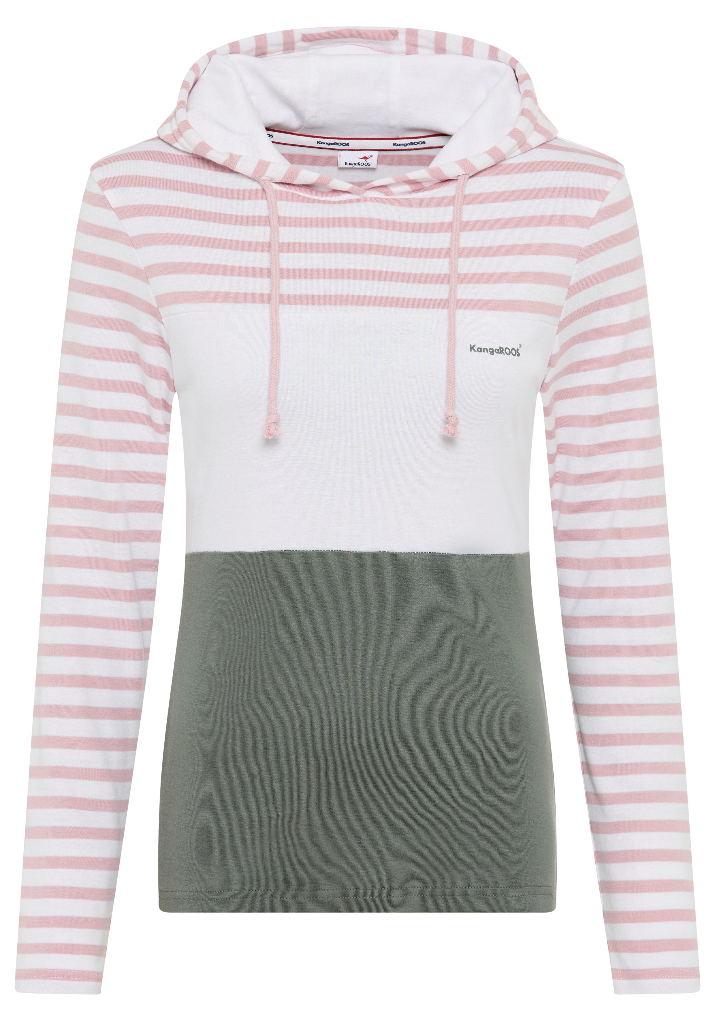 KangaROOS Capuchonshirt Lange mouwen, zeer figuurvolgend, met colourblocking-look