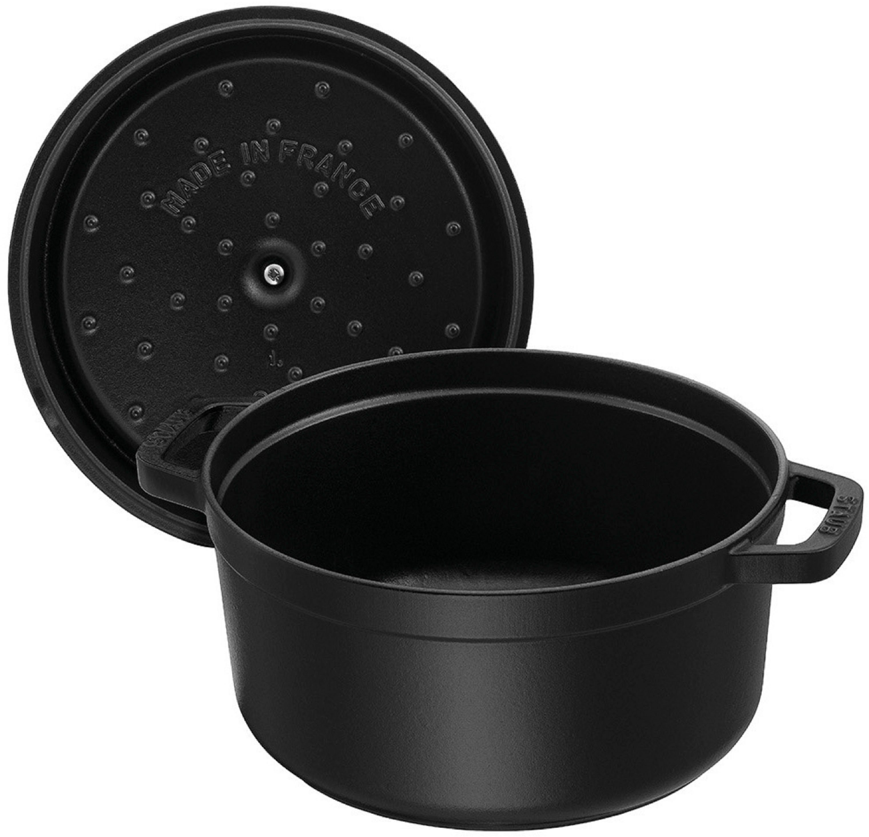 Staub Braadpan Cocotte robust, duurzaam, perfecte hitteverdeling, aroma-regendeksel (1-delig)